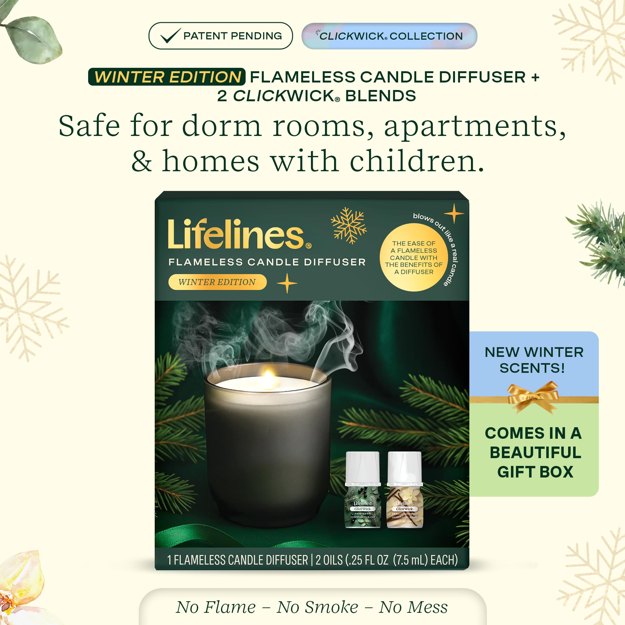 Mélanges ClickWick sapin givré et vanille cashmere, arômes hivernaux.