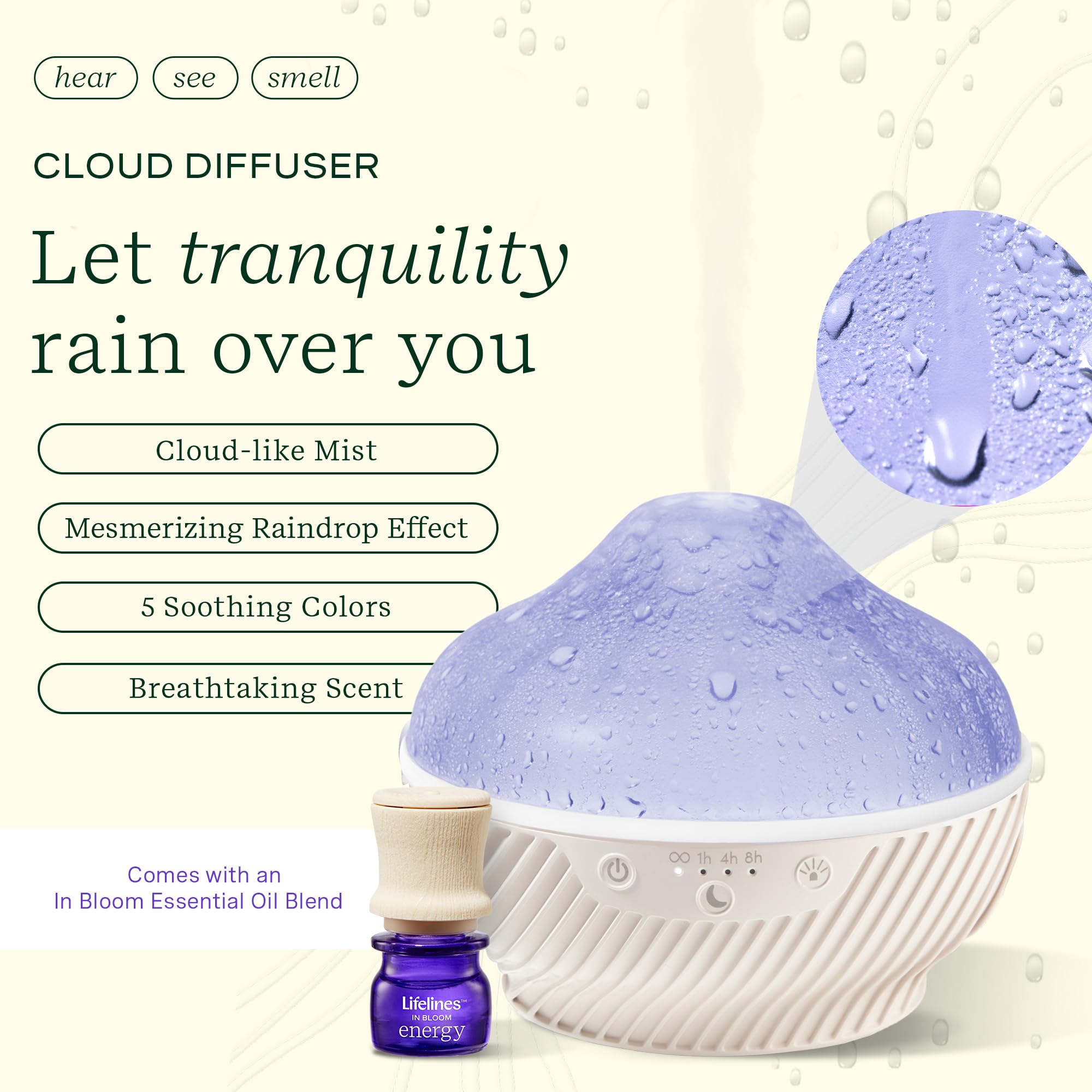 Effet pluie apaisant pour relaxation avec Lifelines Cloud.