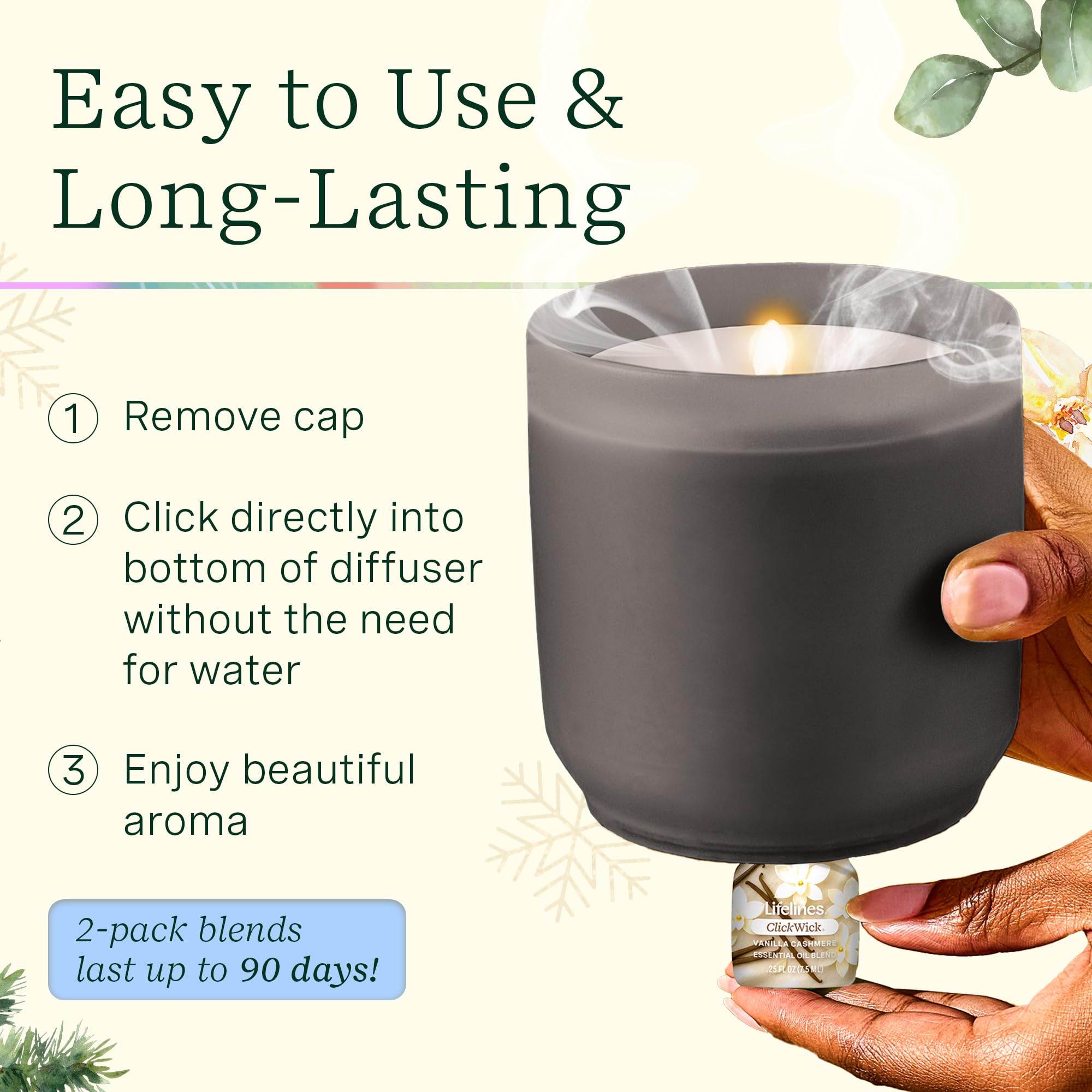Échange rapide des parfums ClickWick dans le diffuseur Lifelines.