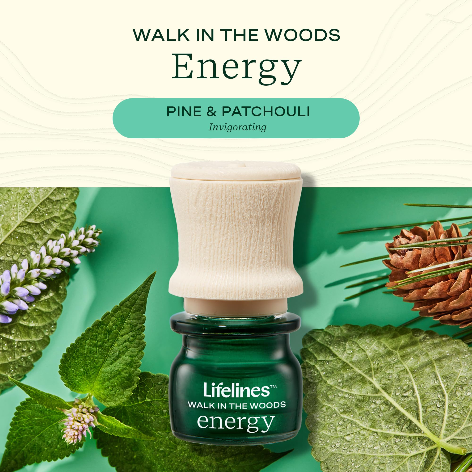 Lifelines : mélange huiles pin et patchouli pour une immersion sensorielle.