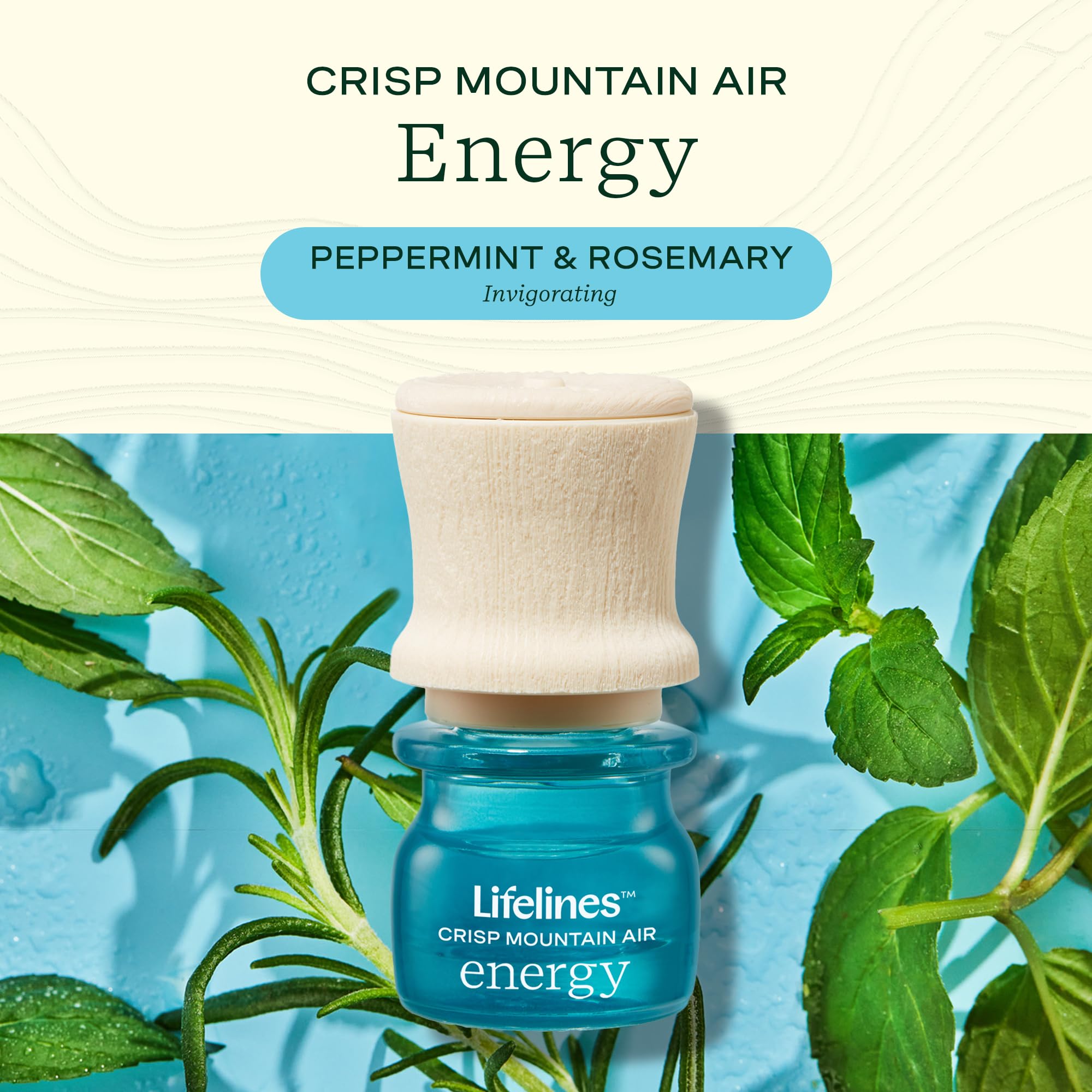 Parfum Crisp Mountain Air des huiles Lifelines, ambiance rafraîchissante.