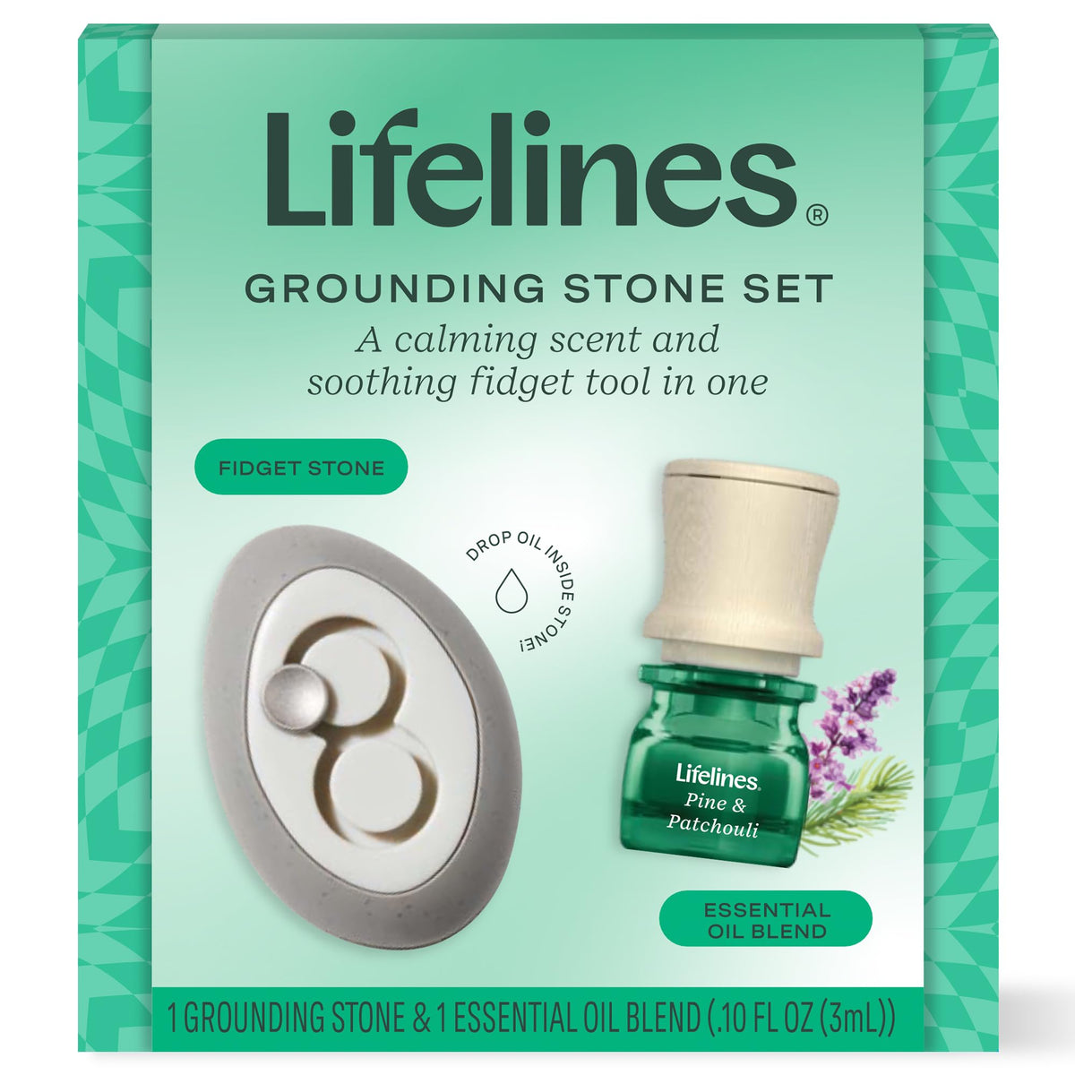 Lifelines : pierre d’ancrage parfumée, arôme pin et patchouli pour concentration.