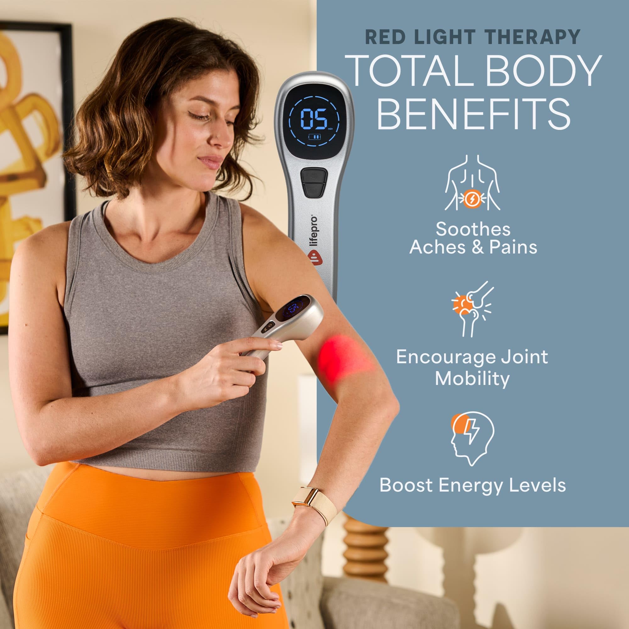 BioLux LifePro, lampe rouge douce pour le confort musculaire après l'exercice.