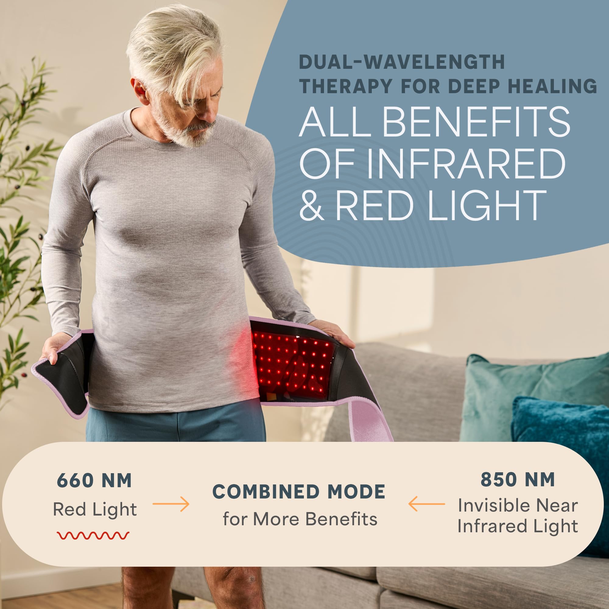 LifePro ceinture lumière rouge télécommande et USB pour usage pratique.