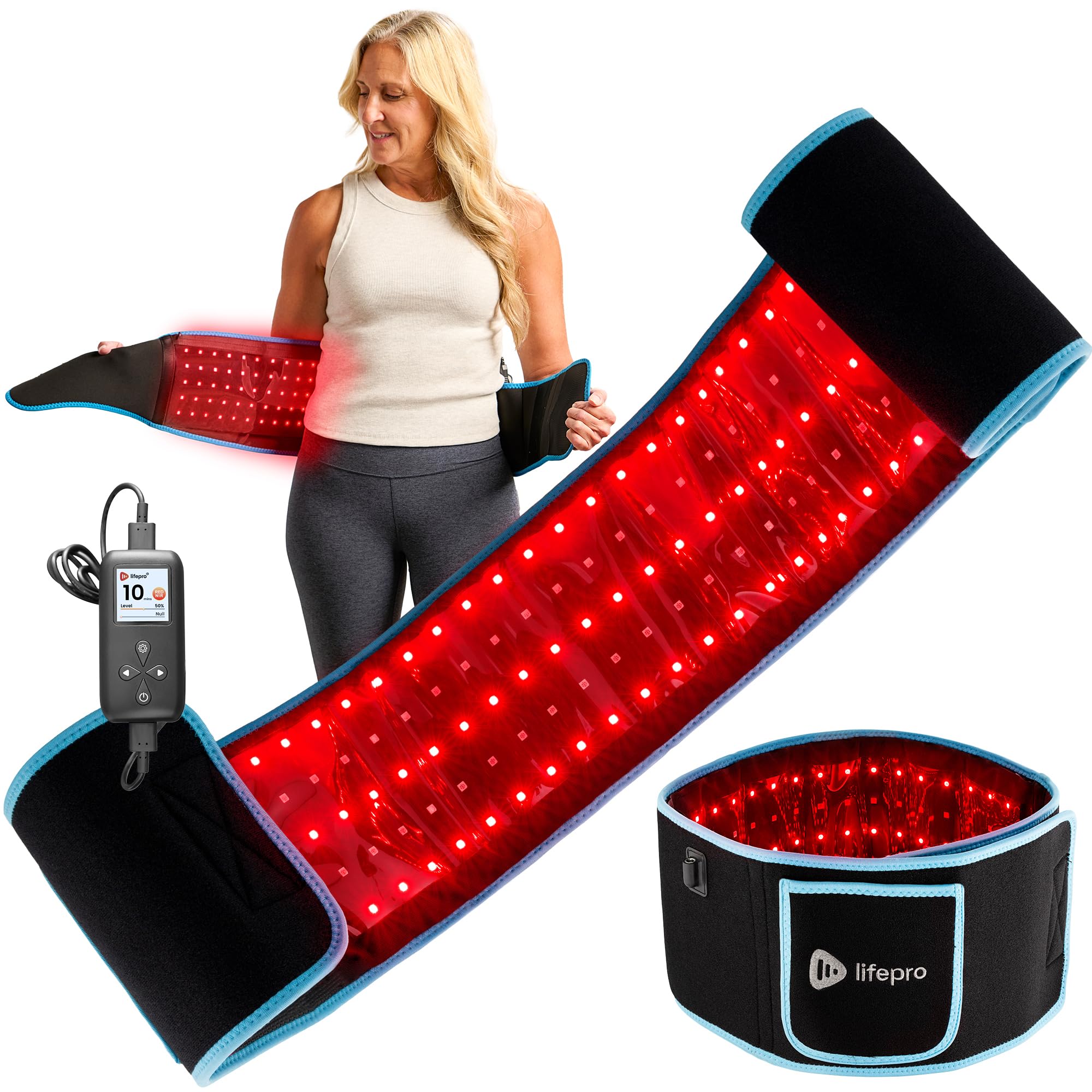 LifePro Ceinture lumière rouge sur le corps, pour le bien-être quotidien.