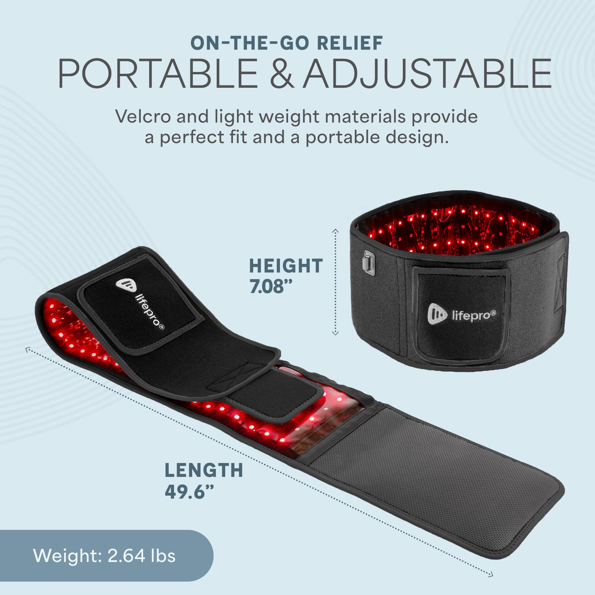 LifePro Ceinture Therapie Lumiere Rouge: telecommande pratique pour ajuster l'intensite.