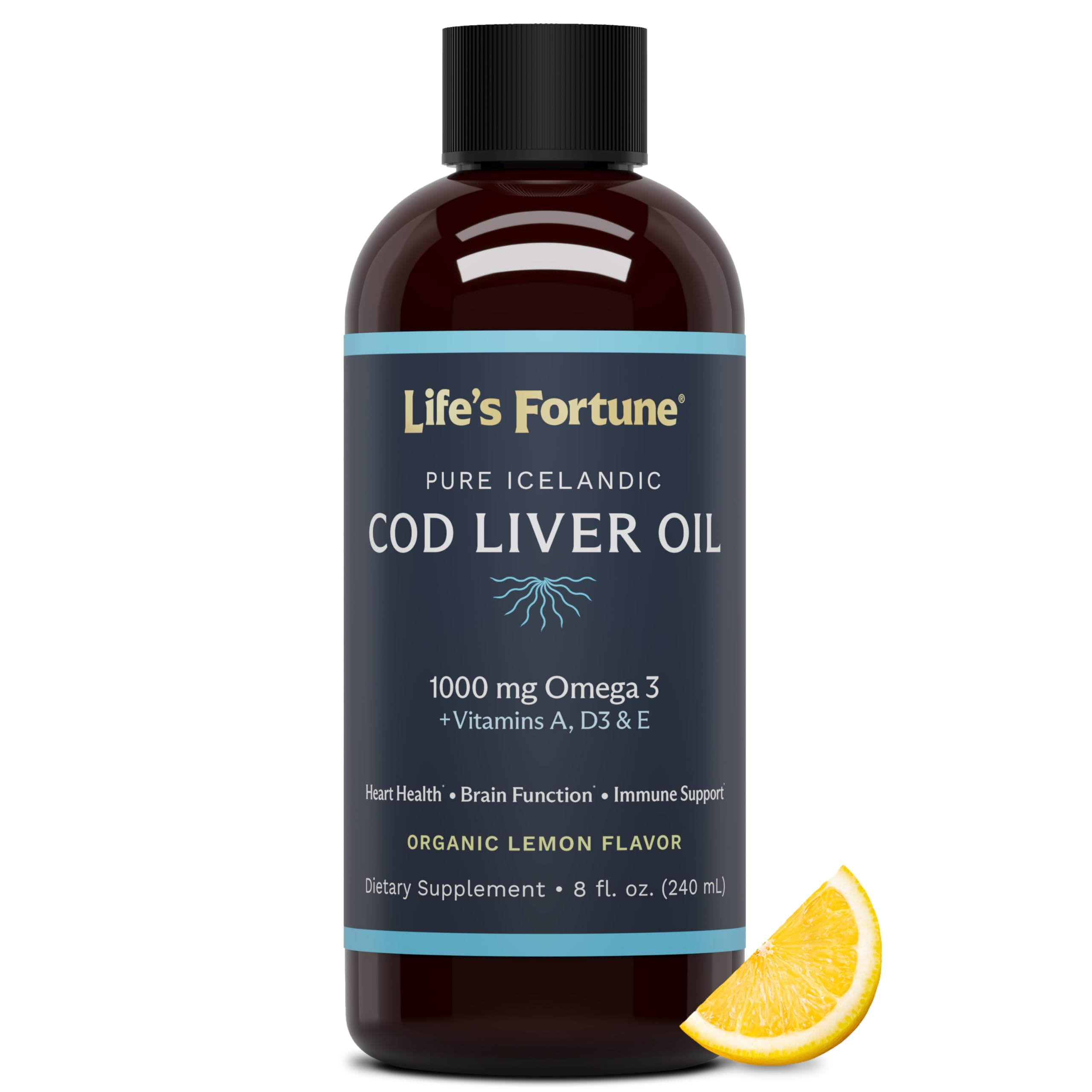Life's Fortune huile de foie de morue au citron, bouteille prête à l’emploi et oméga 3