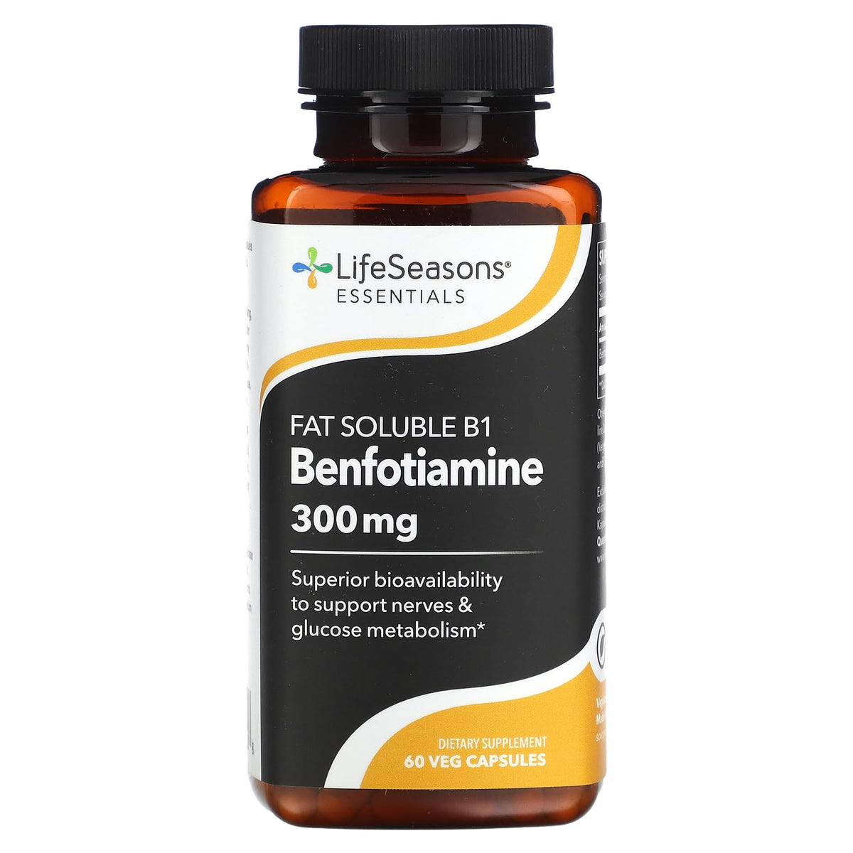 LifeSeasons Benfotiamine – capsules de 300 mg pour soutien nerveux et métabolique.