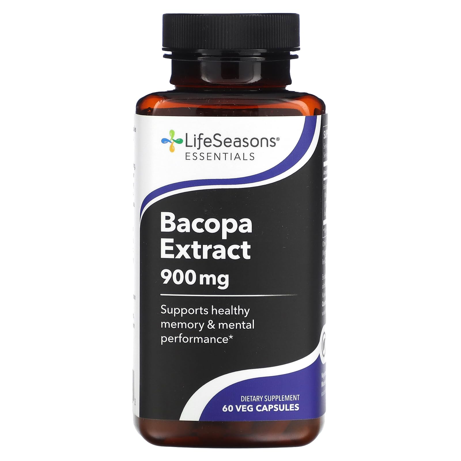 LifeSeasons Extrait Bacopa 900 mg — bouteille pratique pour mémoire et concentration