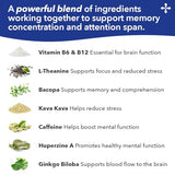 Étiquette LifeSeasons Neuro-T Concentration, étiquetage clair sur les ingrédients et l'utilisation.