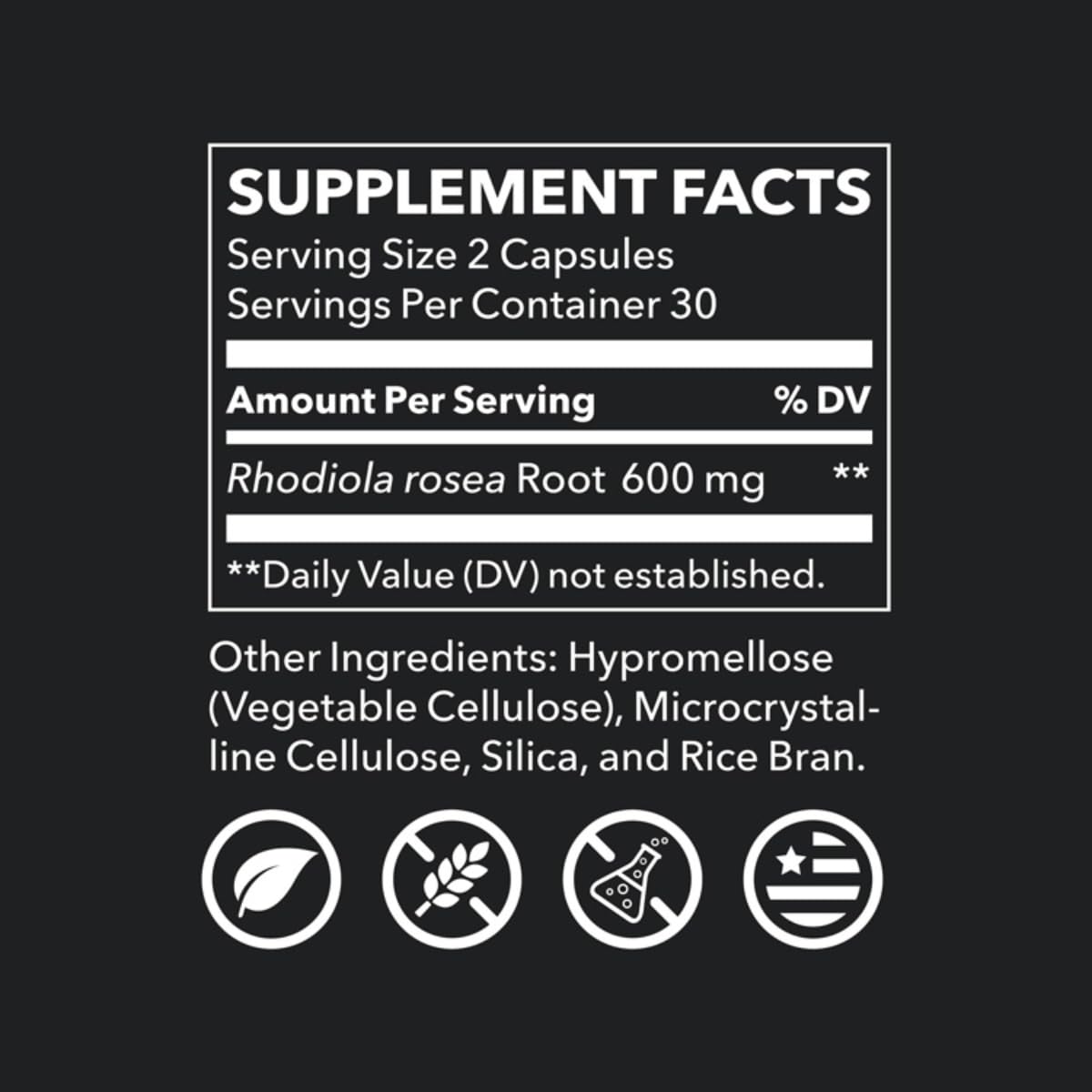 LifeSeasons Rhodiola – capsules véganes sans gluten, soutien à l'endurance et à la concentration.