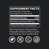 LifeSeasons Rhodiola – capsules véganes sans gluten, soutien à l'endurance et à la concentration.