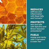 LifeSeasons Stem Boost-R capsules alignées, utilisation quotidienne pour le bien-être potentiel.