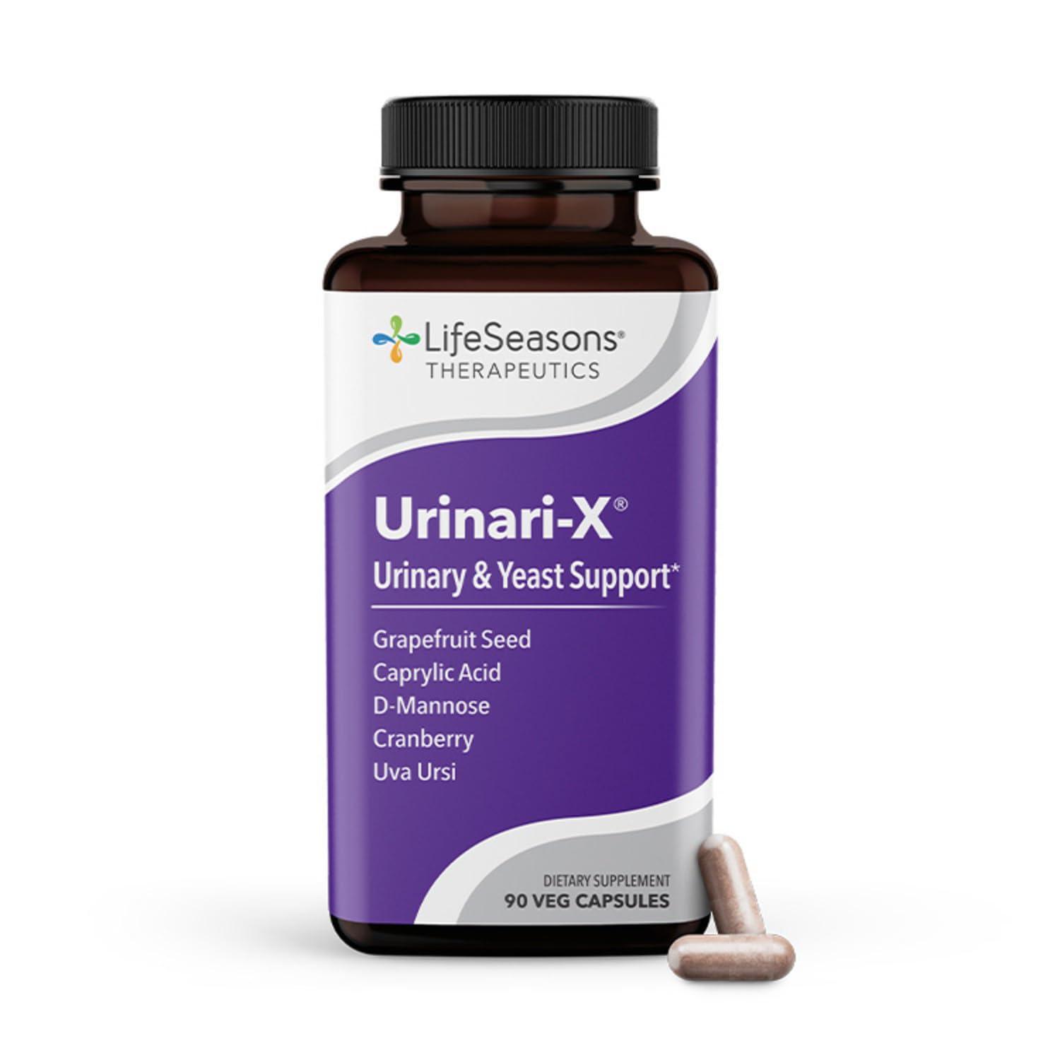 Urinari-X LifeSeasons : bouteille montrant le produit pour soutenir la fonction urinaire.
