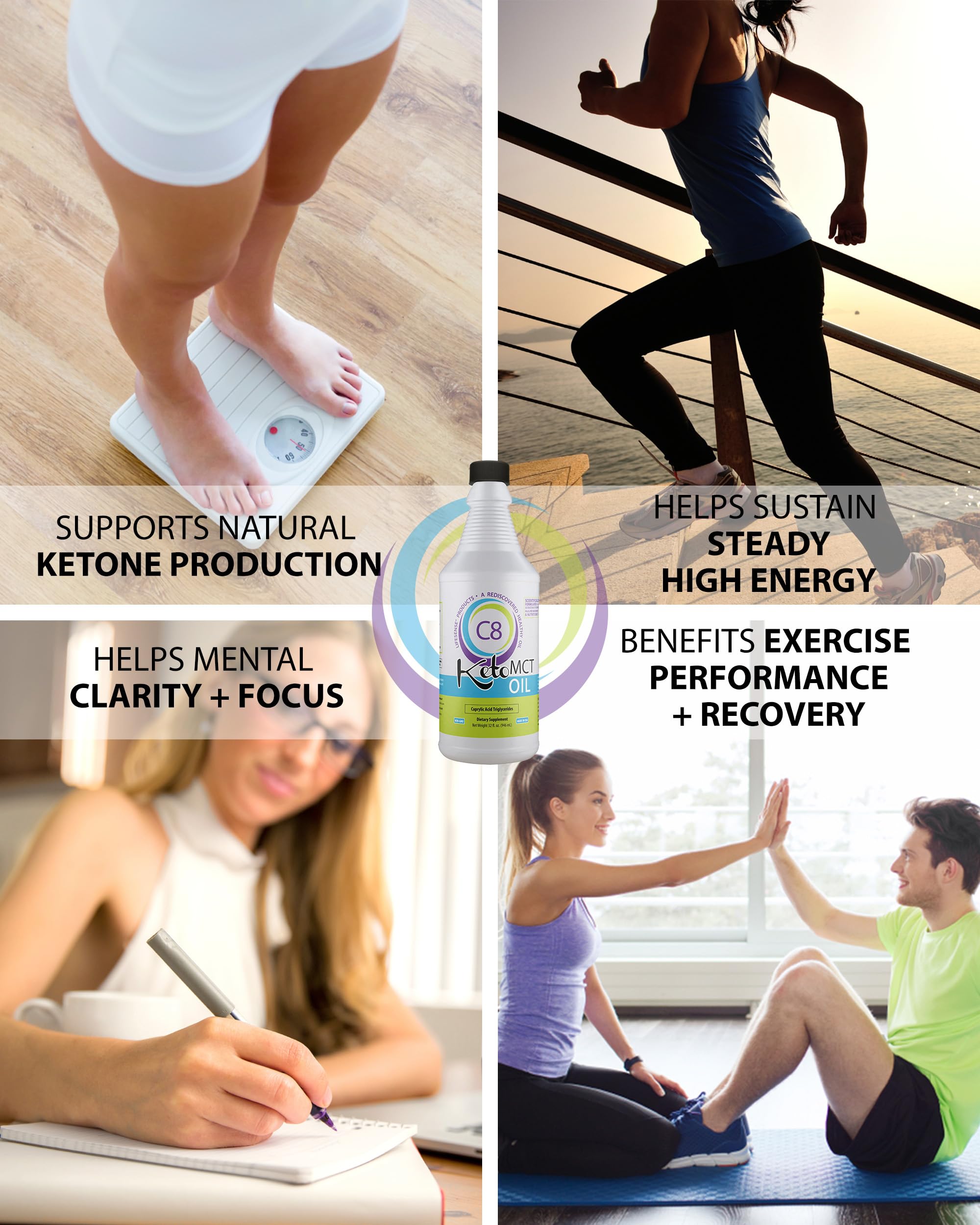 LifeSense huile MCT C8 - etiquette indiquant origine USA