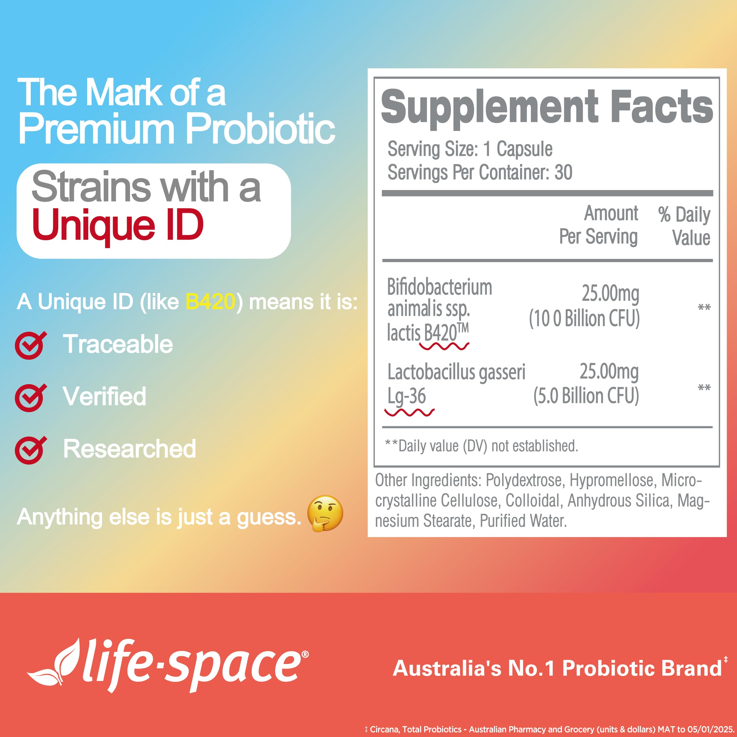 Life-Space Shape B420 – contient jusqu'à 50 milliards de CFU au lancement.