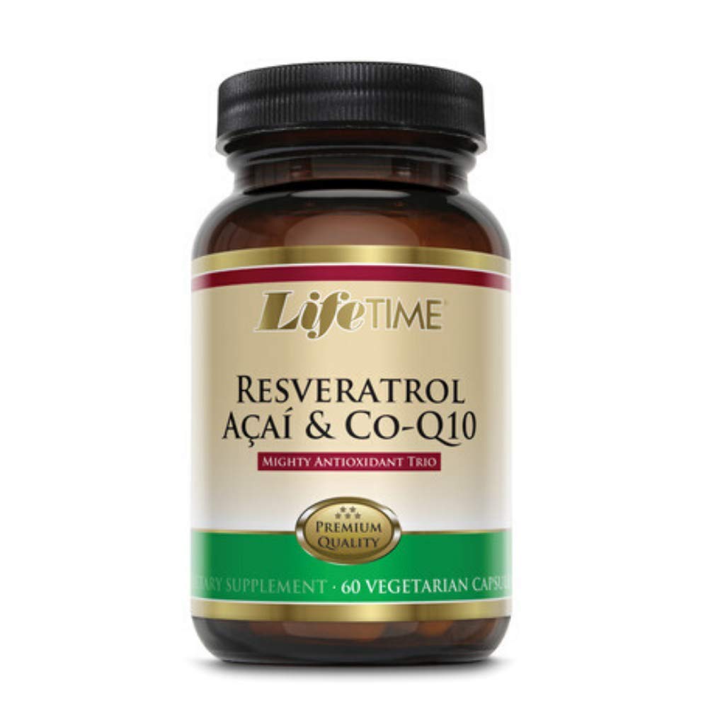 LIFETIME résveratrol açaï CoQ10, capsules végétales, bouteille en verre, utilisation quotidienne possible