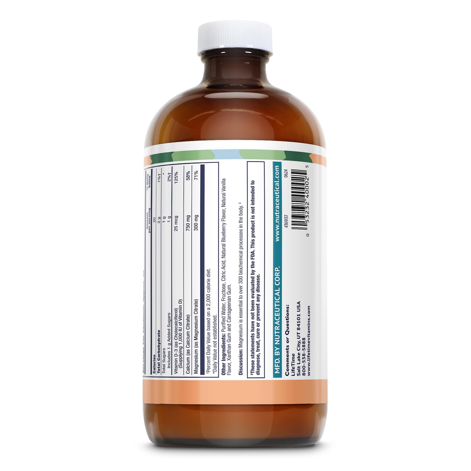 Étiquette Lifetime Bone Support détaille calcium, magnésium et vitamine D3.
