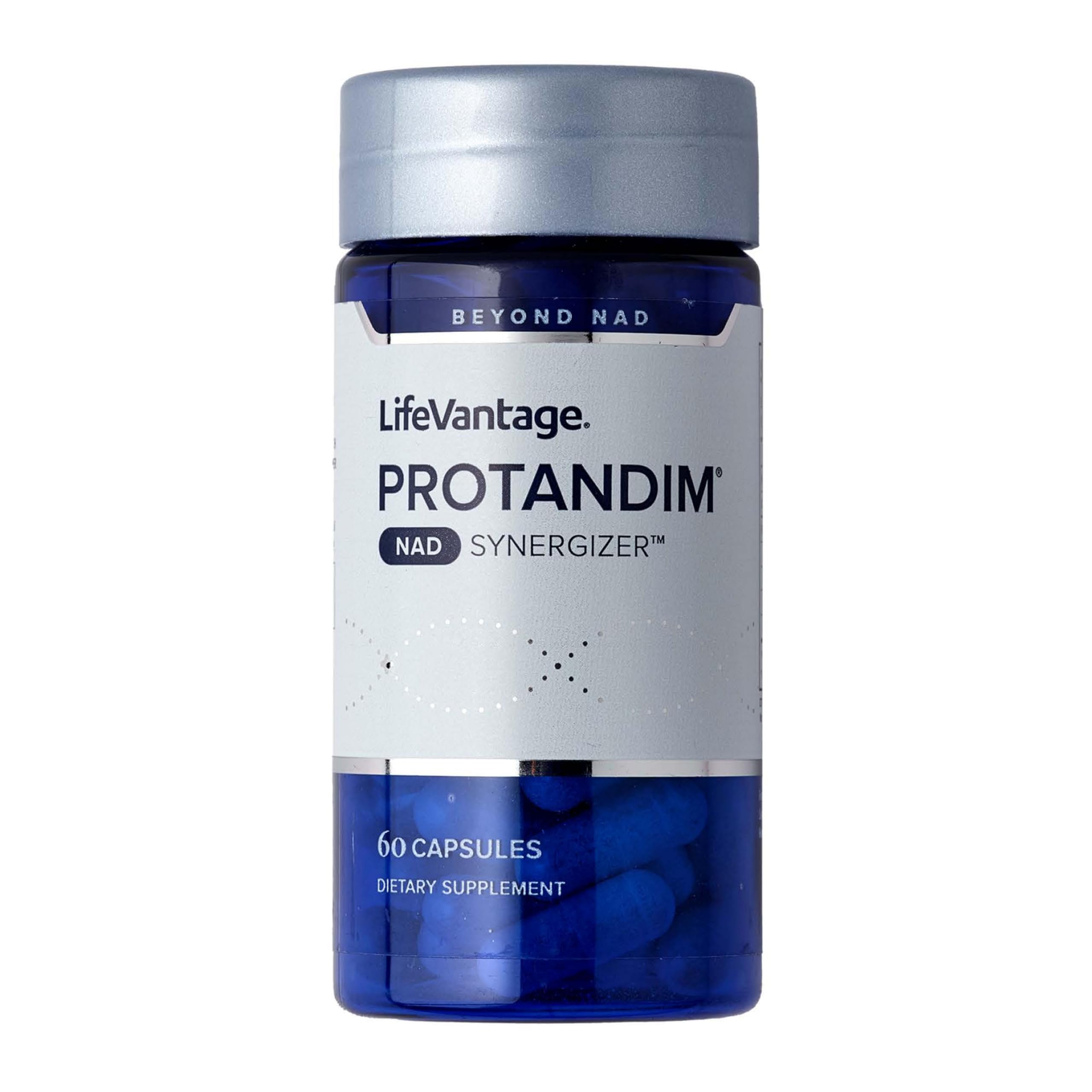 LifeVantage Protandim NAD Synergizer, bouteille visible, soutien potentiel à l'énergie et au bien-être quotidien.