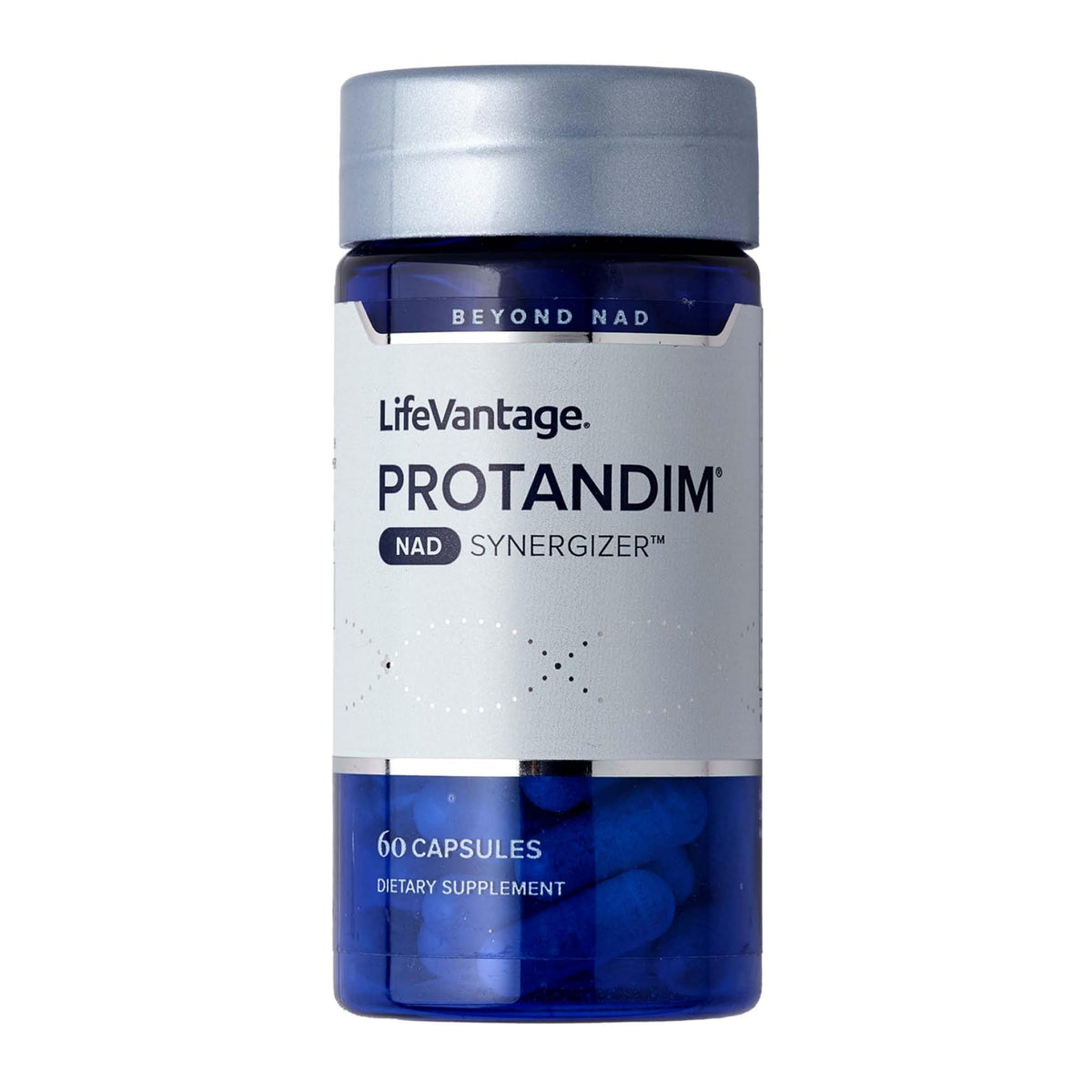 LifeVantage Protandim NAD Synergizer, bouteille visible, soutien potentiel à l'énergie et au bien-être quotidien.