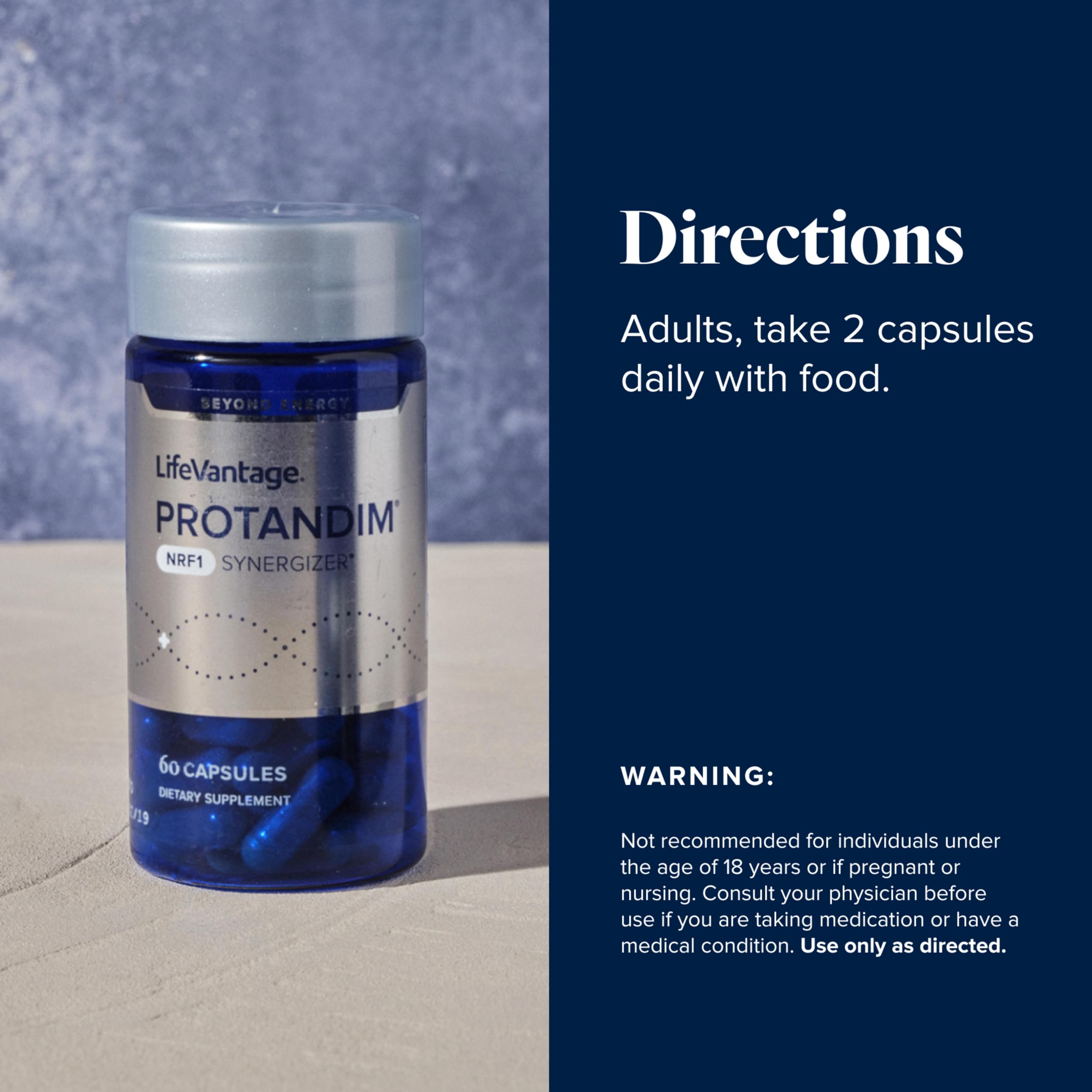 LifeVantage Protandim NRF1 Synergizer — usage régulier pour soutenir la performance au quotidien.