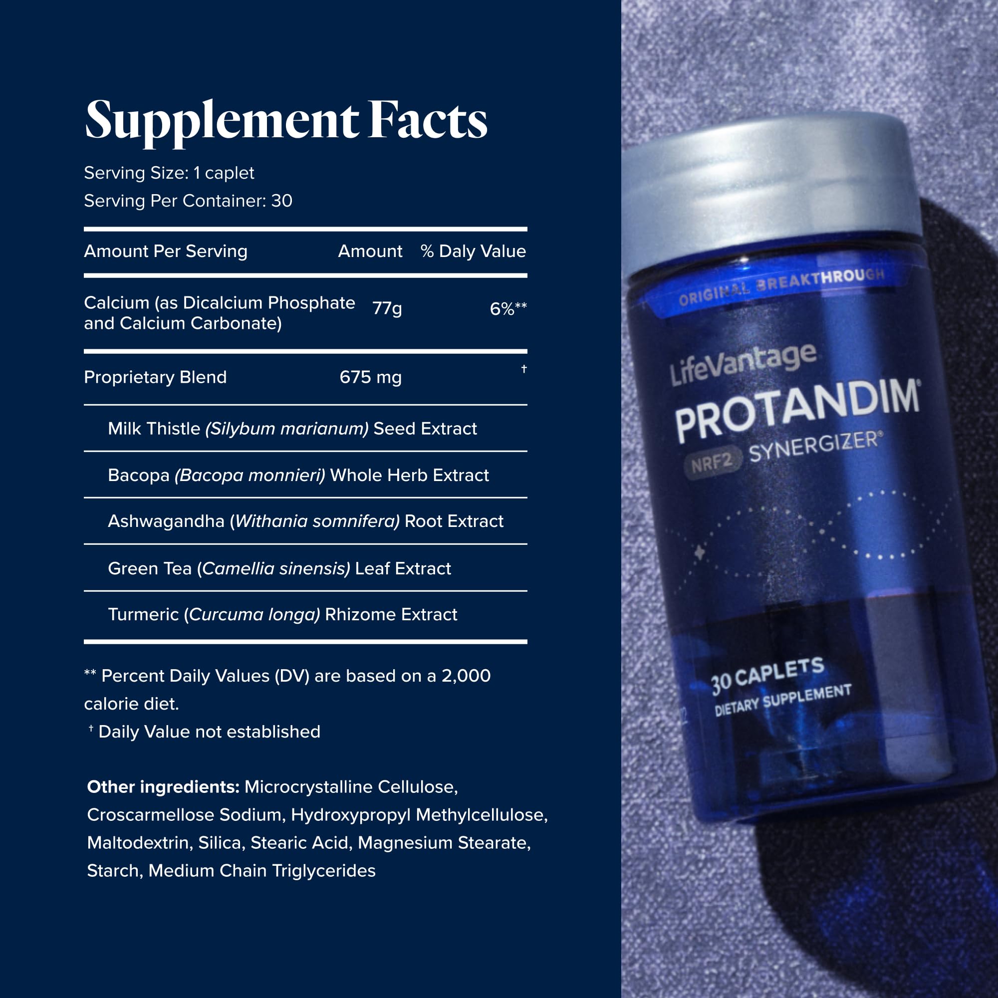 LifeVantage Protandim Nrf2 Synergizer, bouteille triple, format pratique pour une routine quotidienne.
