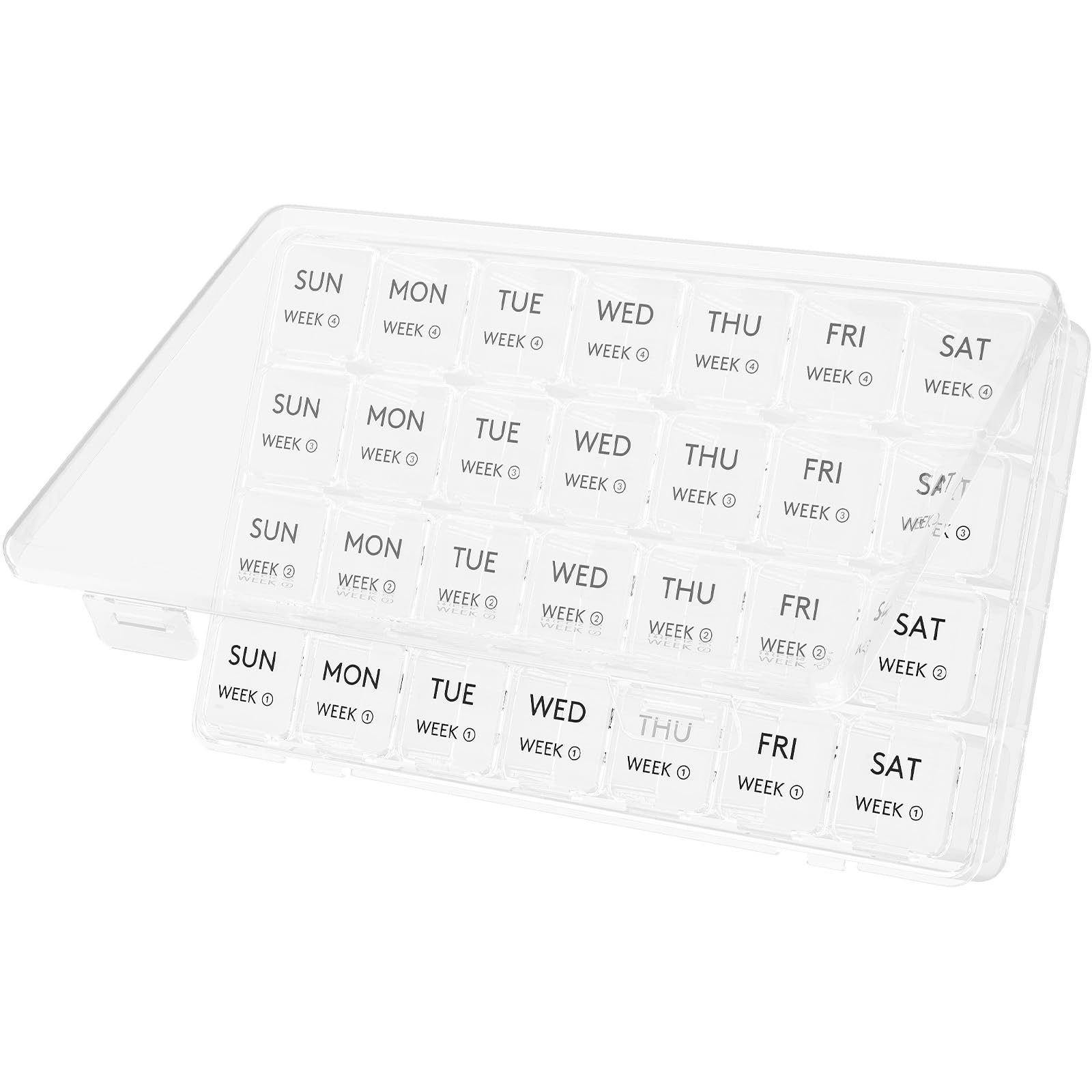 Lifewit organiseur pilules mensuel: 28 compartiments pour un dosage facile et visuel.
