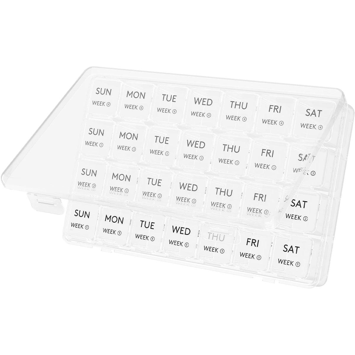 Lifewit organiseur pilules mensuel: 28 compartiments pour un dosage facile et visuel.