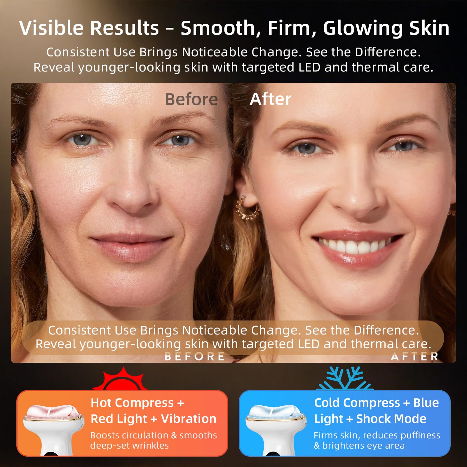Thérapie rouge Lifiora pour visage, chaleur douce et confort cutané.
