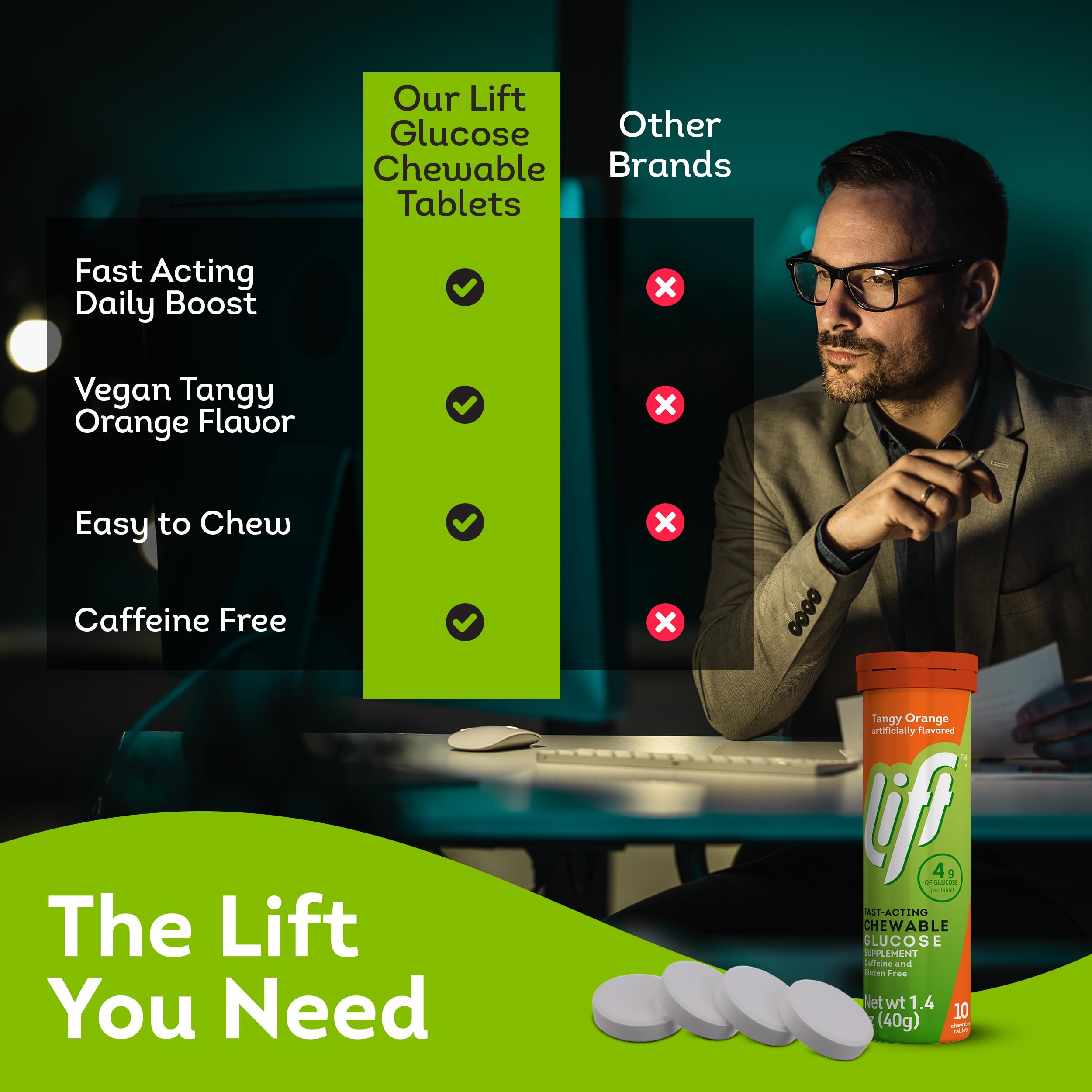 Lift Glucose sans gluten et végétalien pour régimes spécifiques