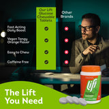 Lift Glucose tablettes vegan-orange adaptées aux régimes végétariens et véganes.