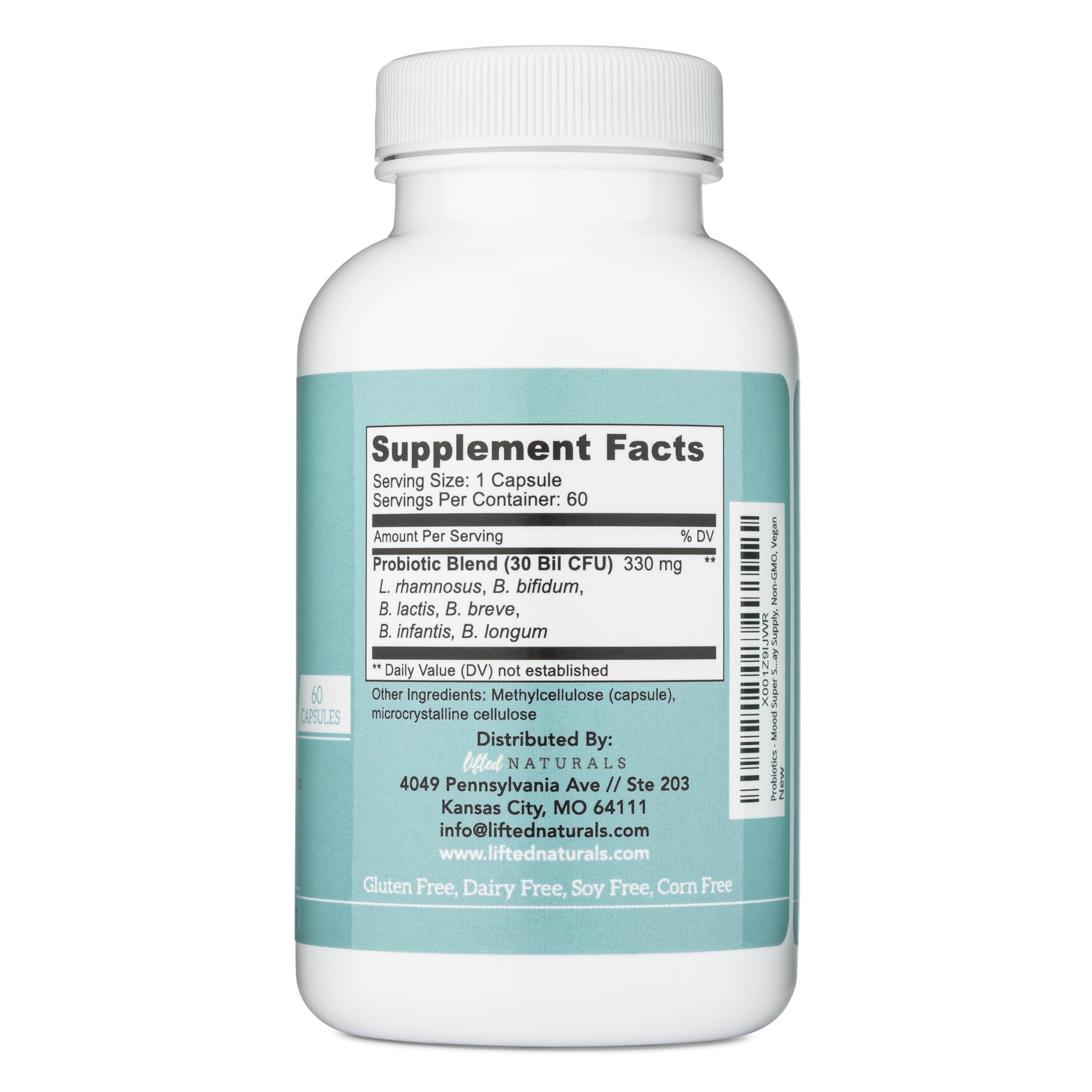 Capsules Lifted Naturals Probiotiques, sans prébiotiques ni charges ajoutées.