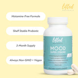 Vue d'ensemble Lifted Naturals Probiotiques et ses 30 milliards CFU.