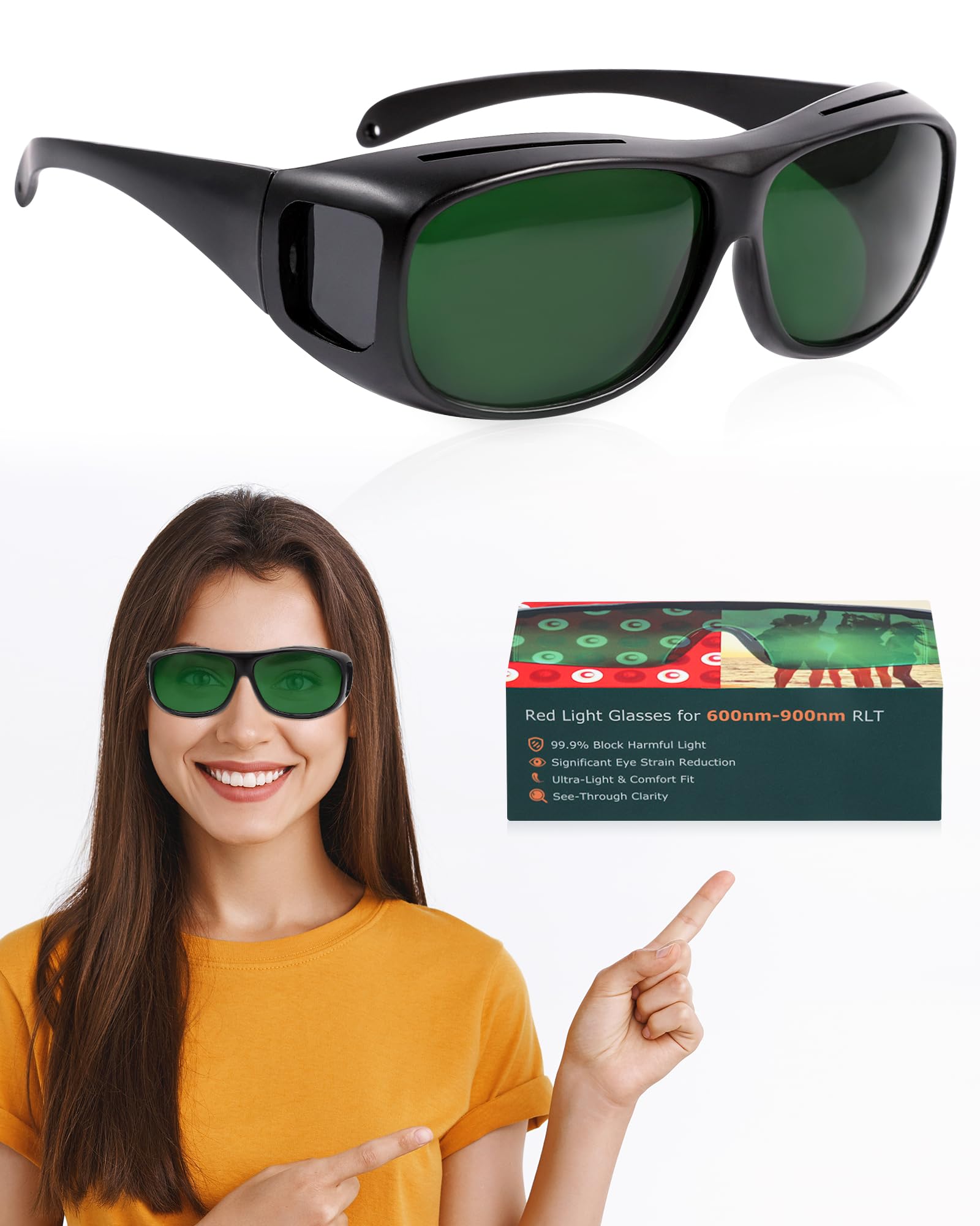 Lunettes LIGHTMEUP protection rouge pour thérapie lumineuse, yeux en sécurité.