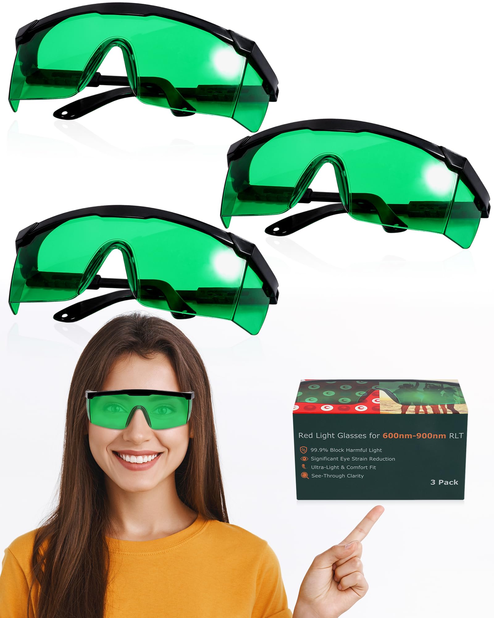 Lunettes LIGHTMEUP pour thérapie lumière rouge, protection oculaire pendant les séances.