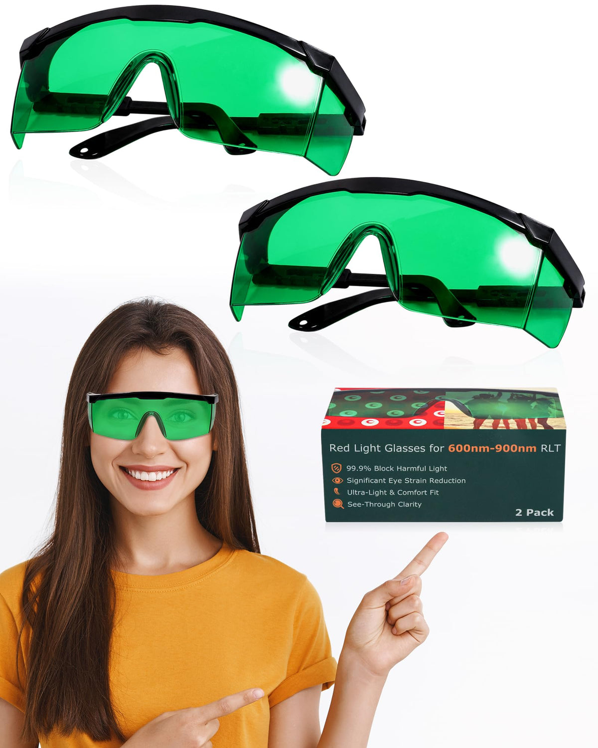 Lunettes LIGHTMEUP thérapie rouge avec lentilles transparentes et protection