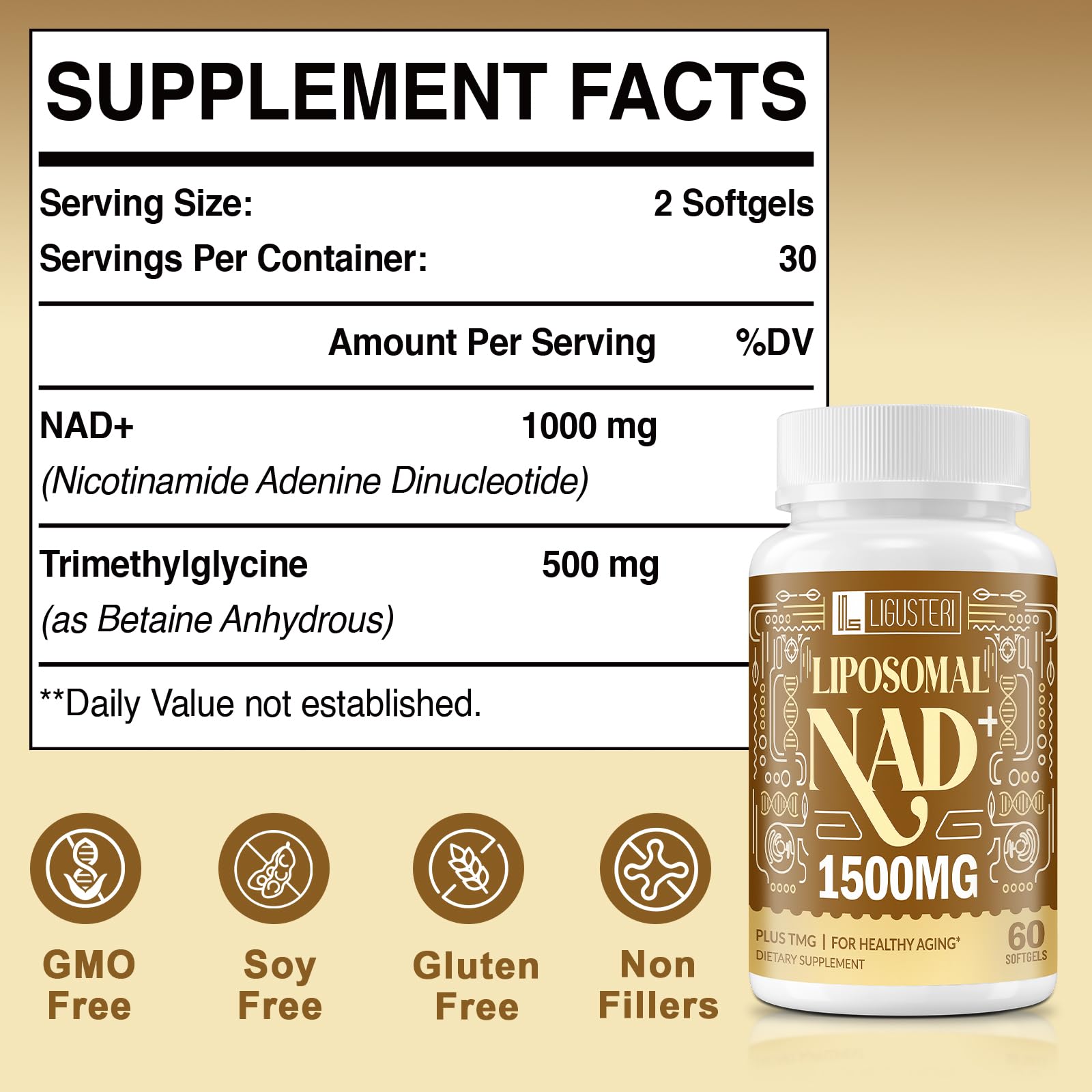Gélules molles Ligusteri NAD+ liposomal, absorption supérieure et routine simple