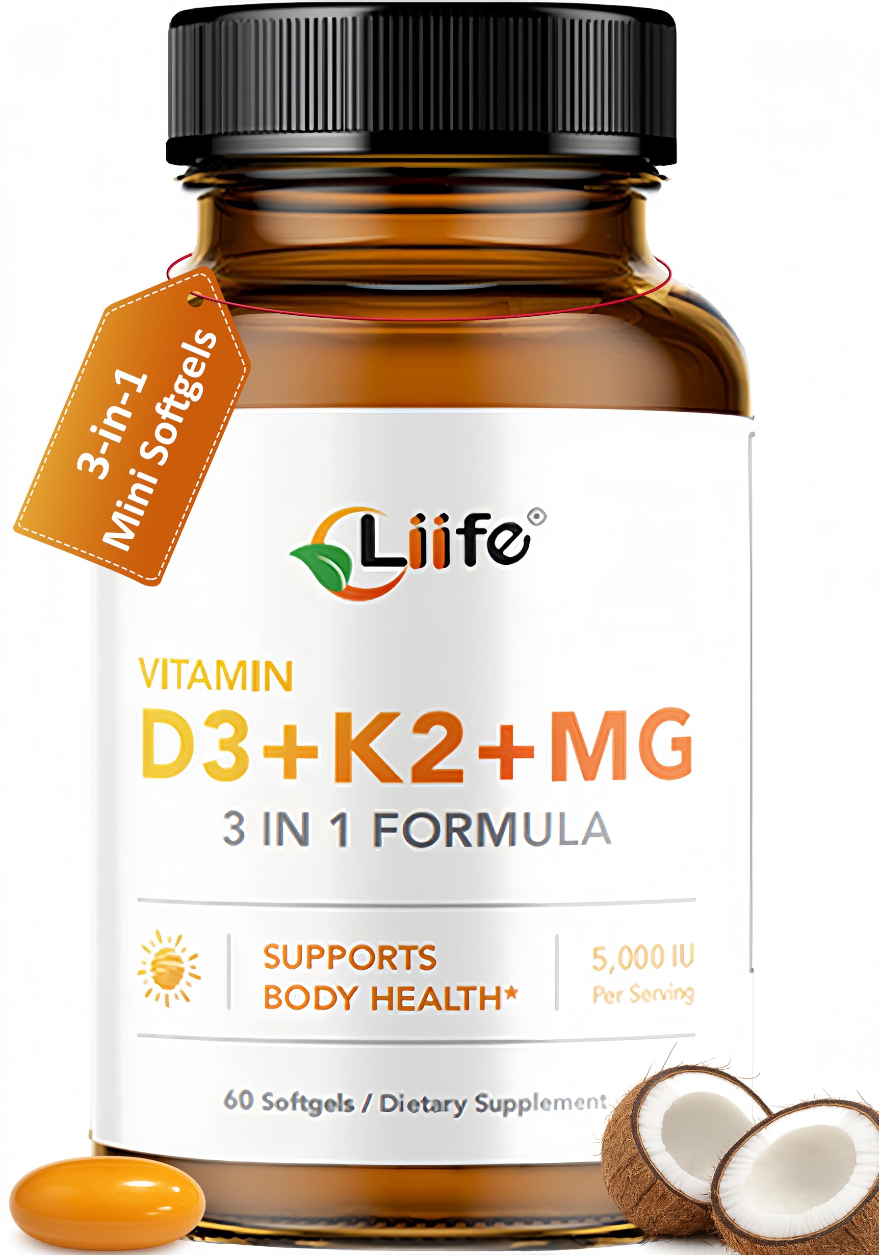 LIIFE bouteille d3-k2 magnésium pour le soutien des os et du cœur
