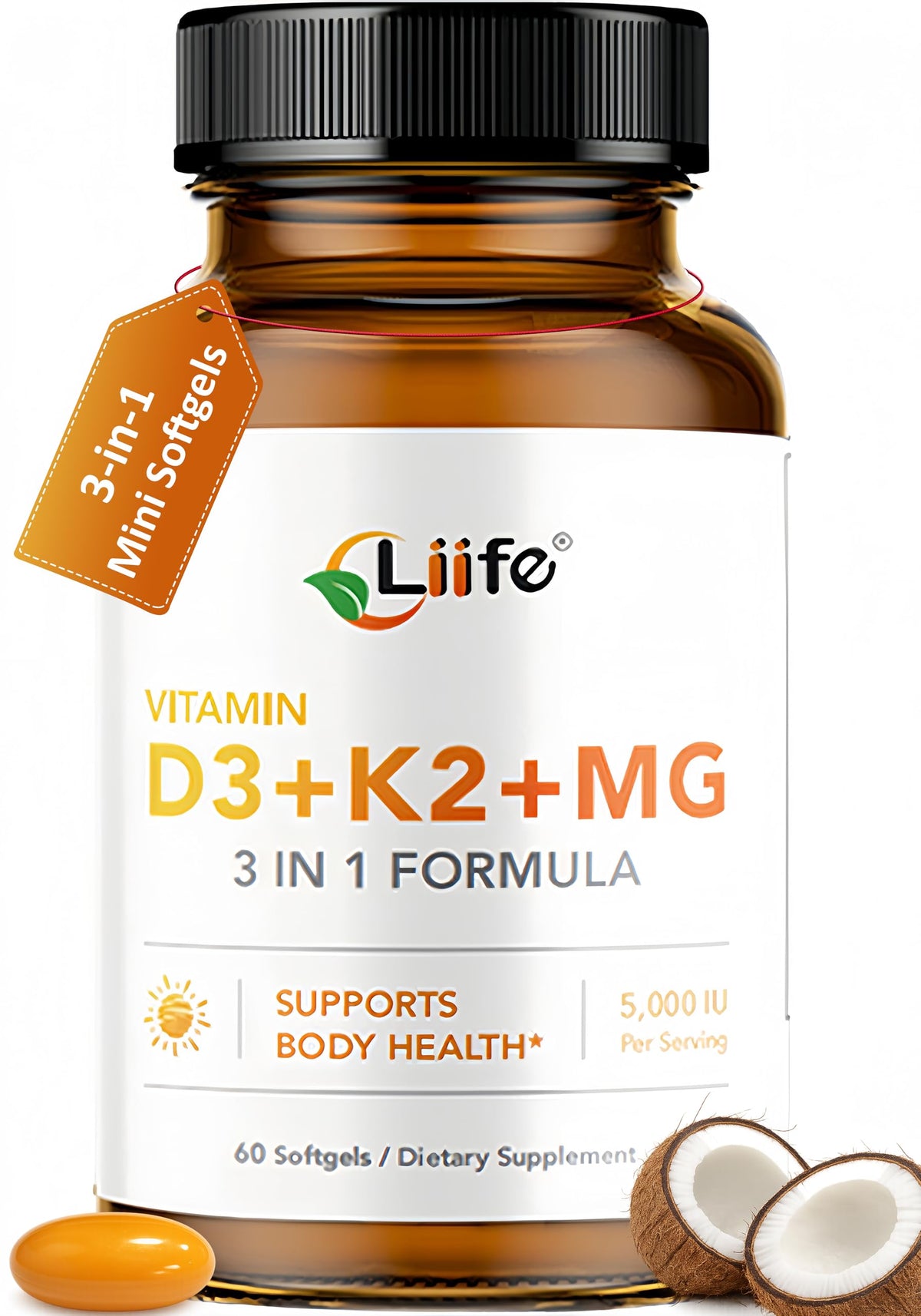 LIIFE bouteille d3-k2 magnésium pour le soutien des os et du cœur