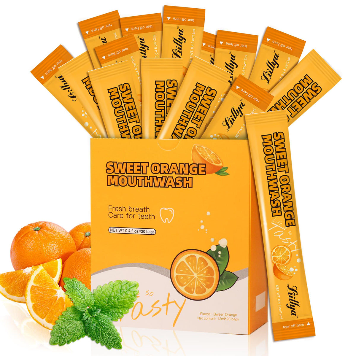 Bain de bouche Liillya sachet 12ml voyage pour rafraîchir en déplacement.