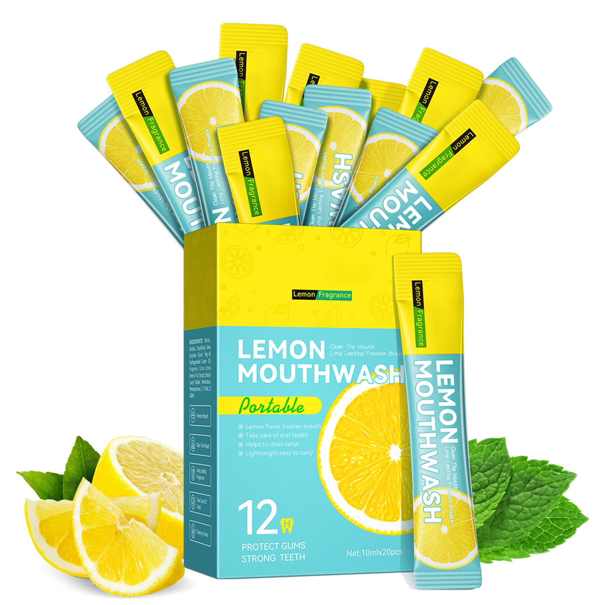 Liillya bain de bouche, sachets voyage 10 ml offrent une fraîcheur rapide en déplacement.