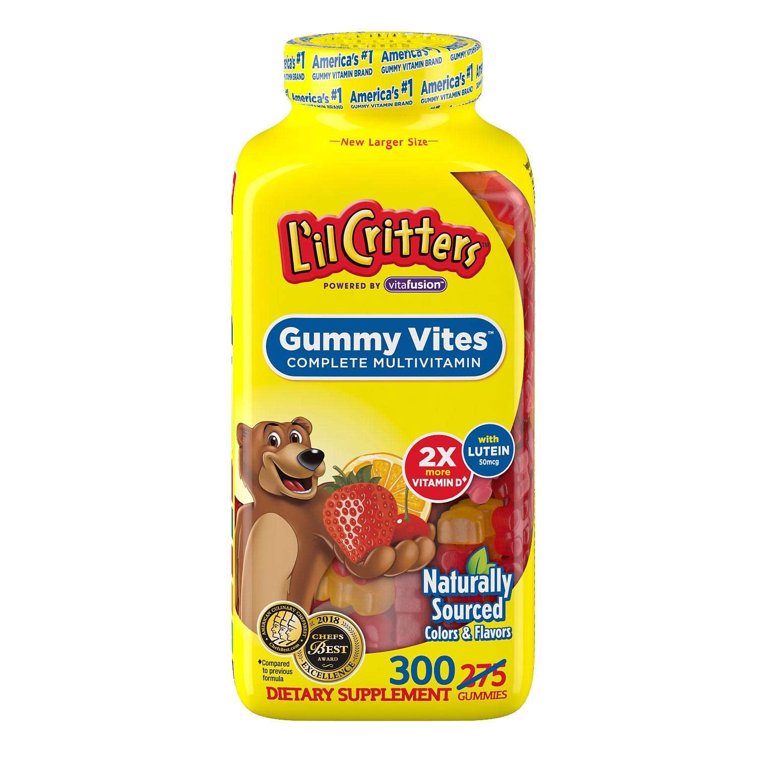 Gummy Vites L'il Critters : bouteille colorée et gommes vitaminées pour enfants