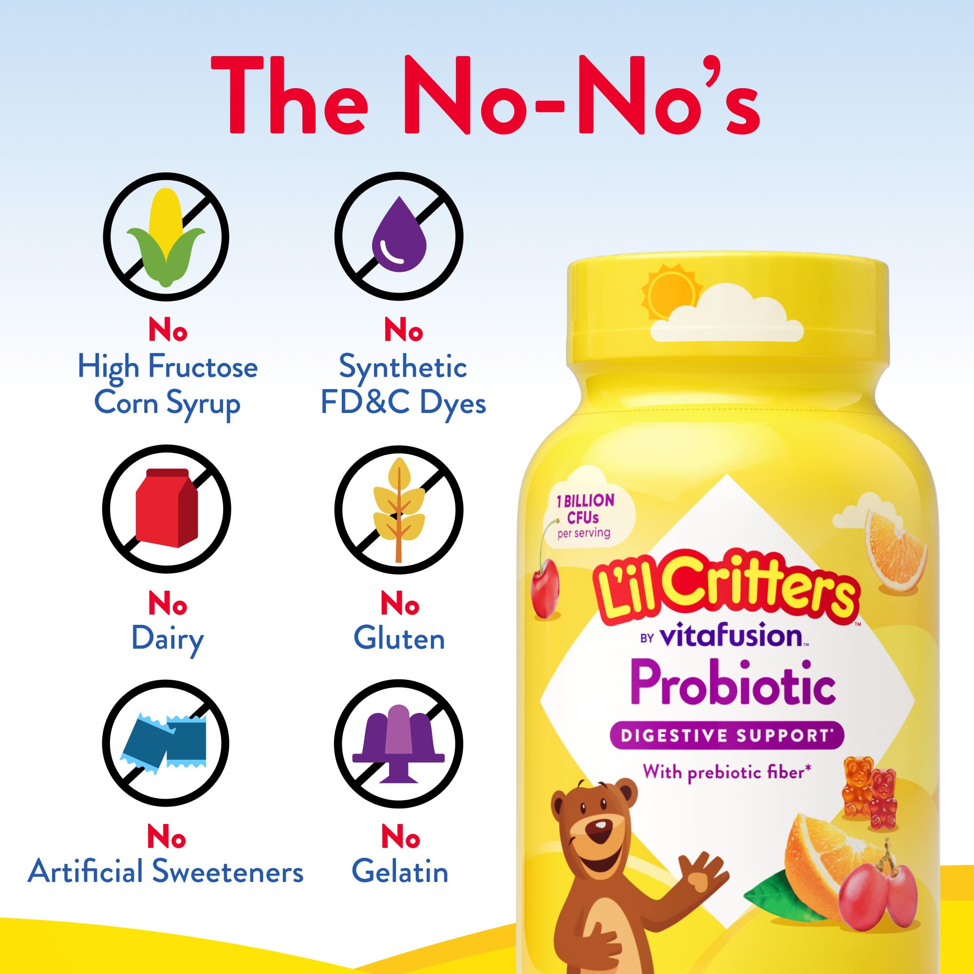L’il Critters Probiotic Daily Gummies, texture douce et agréable pour les enfants.
