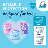 Lil-Lets Teens Day Pads avec ailes, ailes adhésives assurent une tenue fiable.
