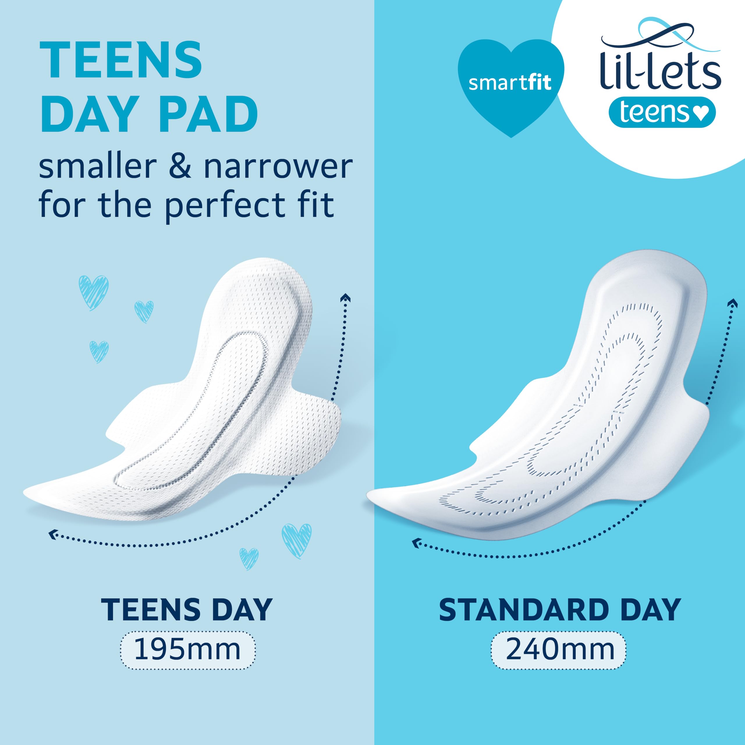 Lil-Lets Teens Day Pads avec ailes, couverture douce pour confort quotidien.