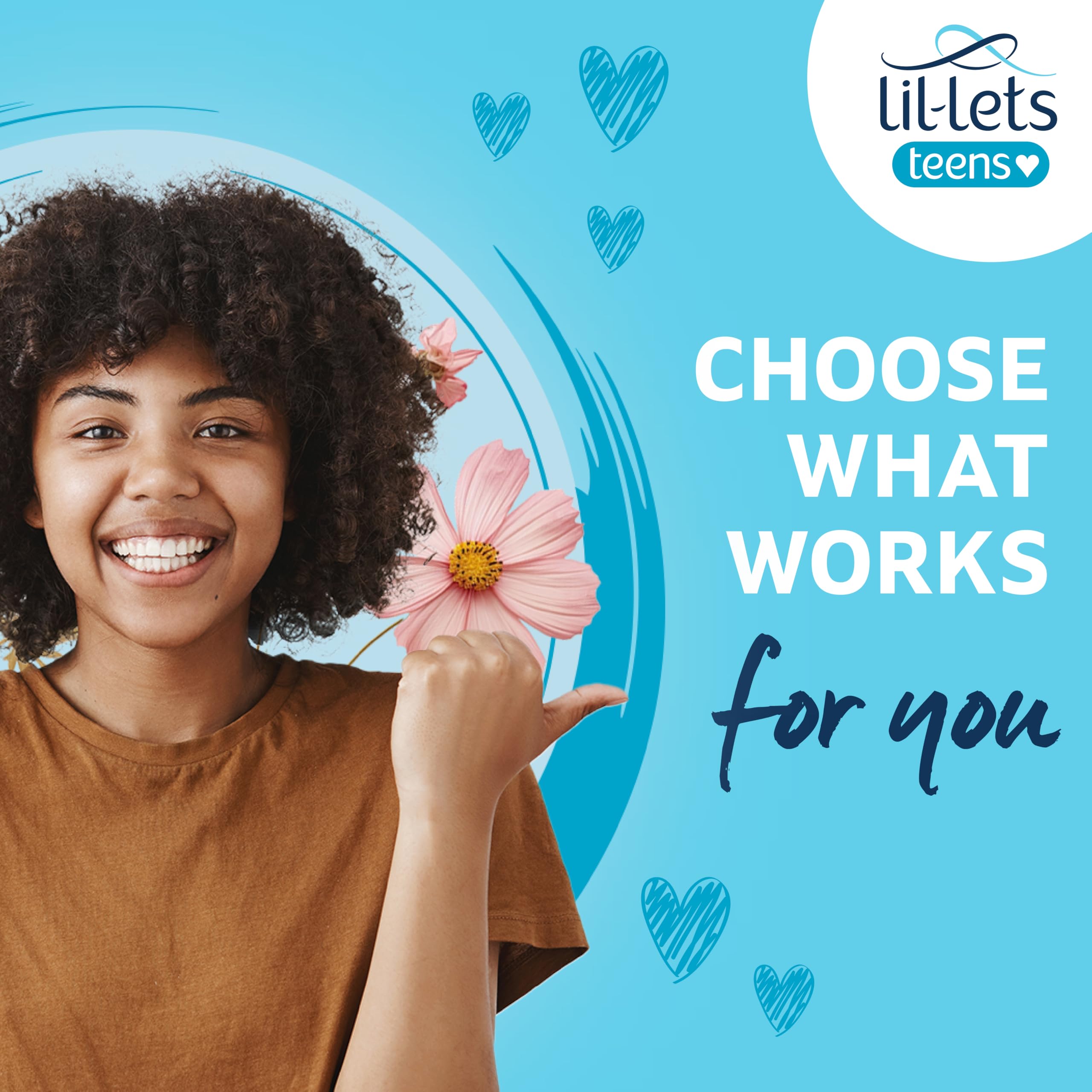 Lil-Lets Teens Day Pads avec ailes, utilisation journalière adaptée à l’école.