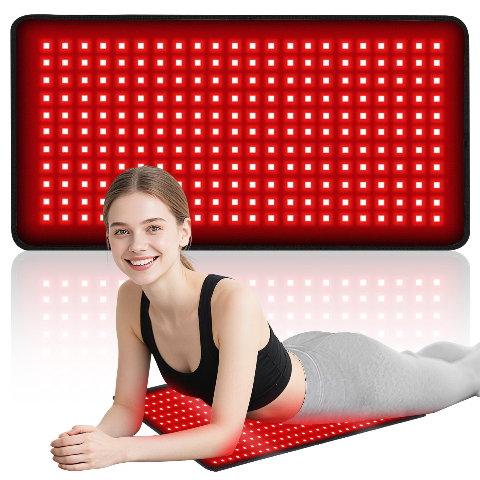 Tapis LILIAOTHERA – lumière rouge et NIR pour une couverture dorsale complète et récupération musculaire potentielle.