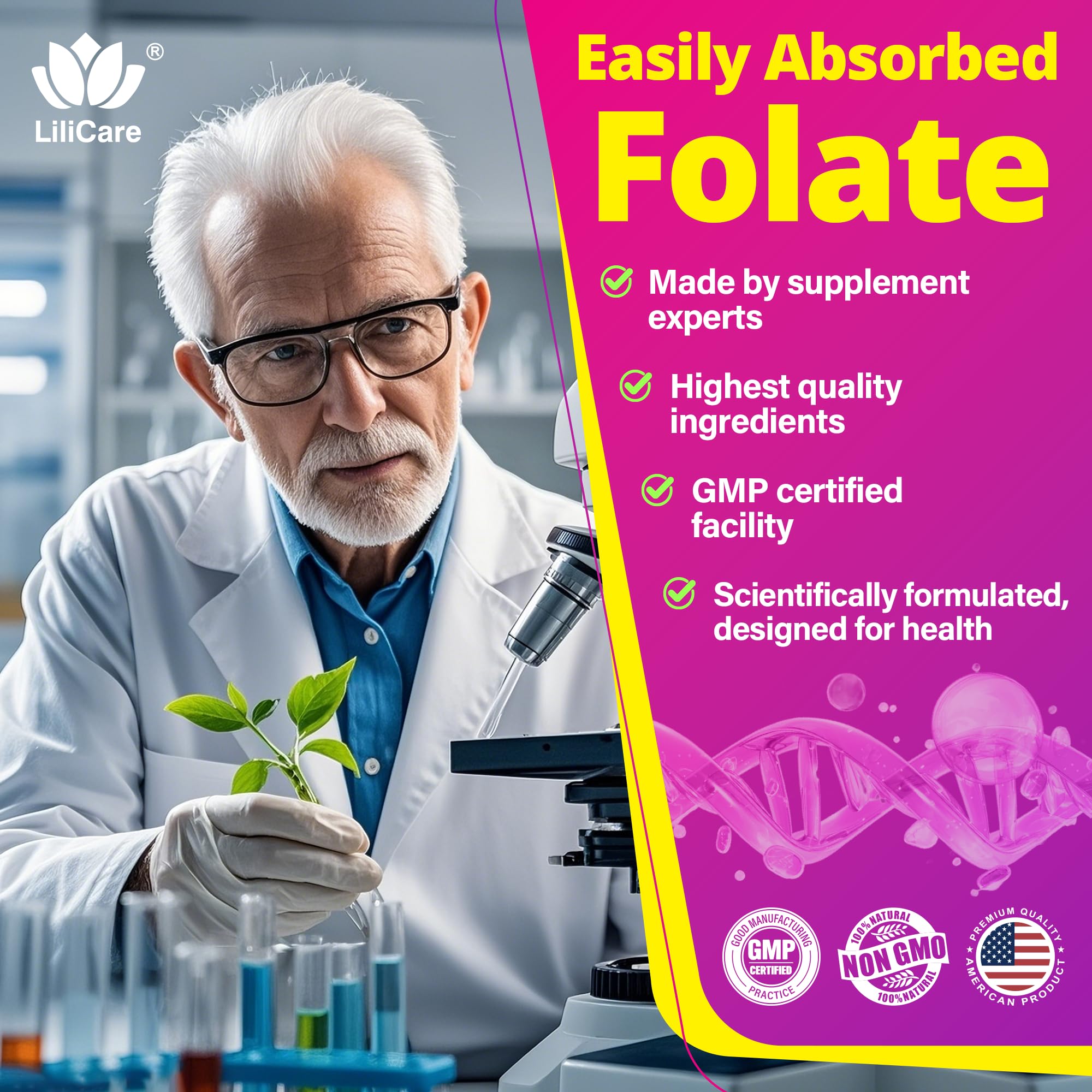 Absorption stable des nutriments dans les gommes LILICARE L-MethylFolate.