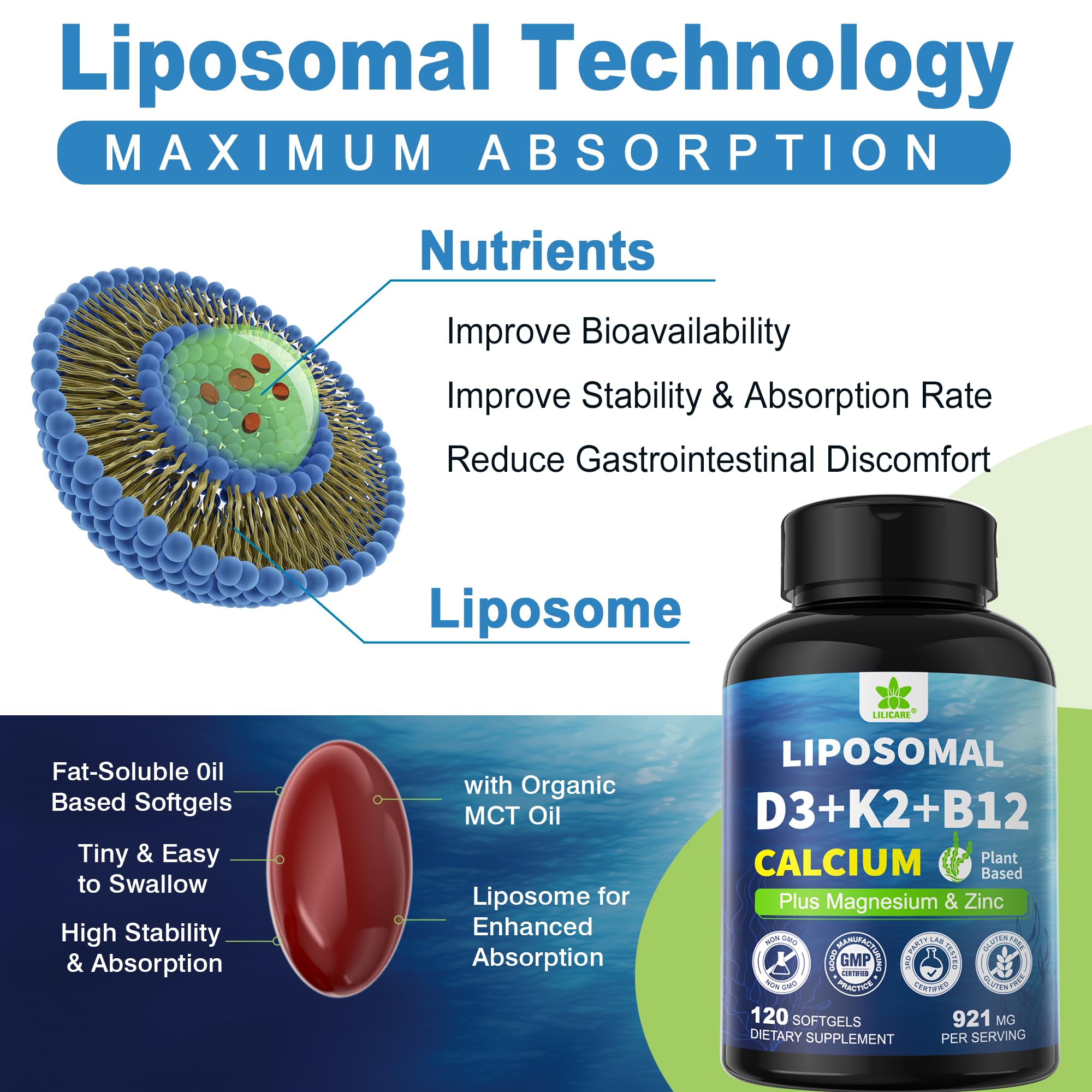 Calcium d’origine algue bio LILICARE, source naturelle pour les os.