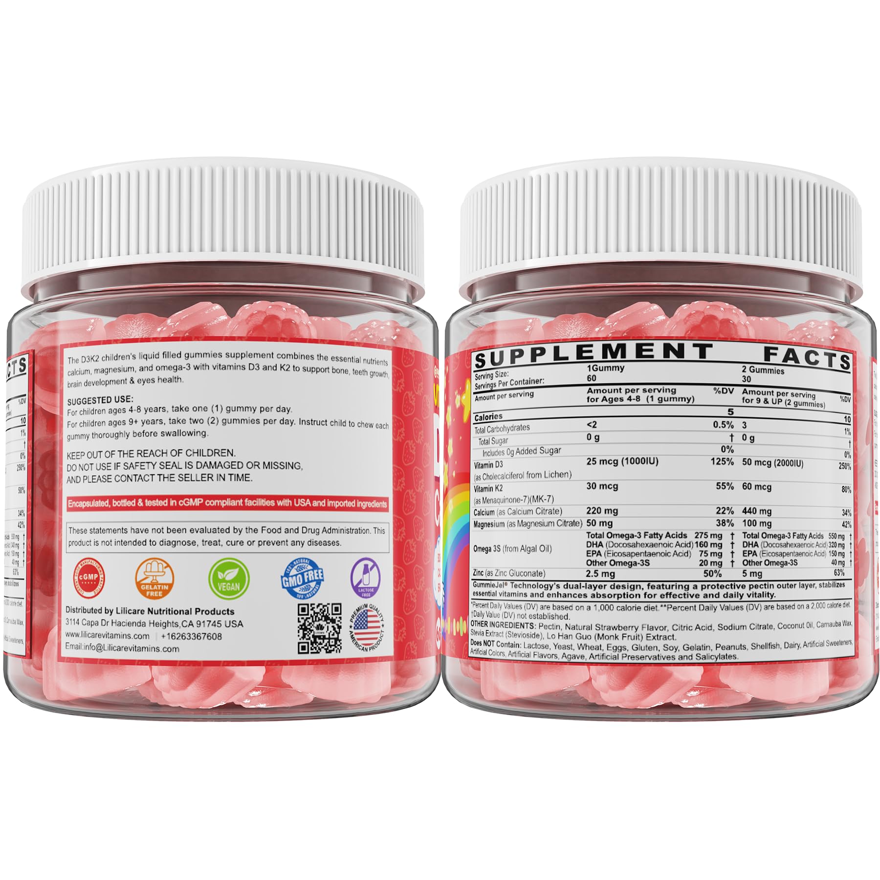 Emballage Lilicare, 60 gommes pratiques